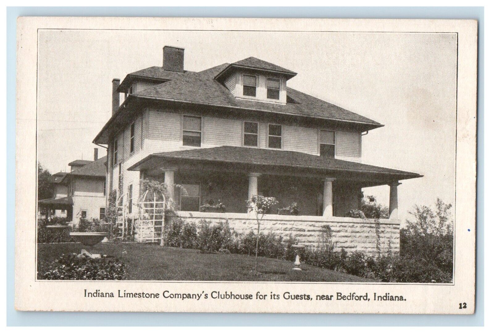 Indiana Limestone Company\'s Clubhouse Bedford Indiana IN Vintage Postcard