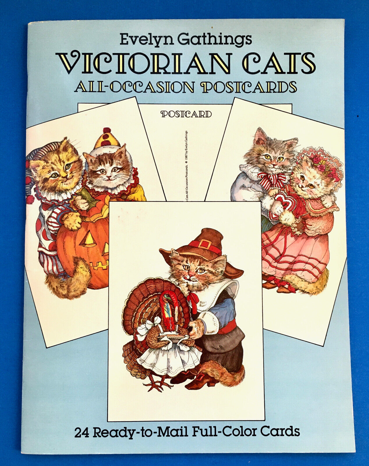 Postcard Book Victorian Cats Postcards Unused Evelyn Gathings 1987