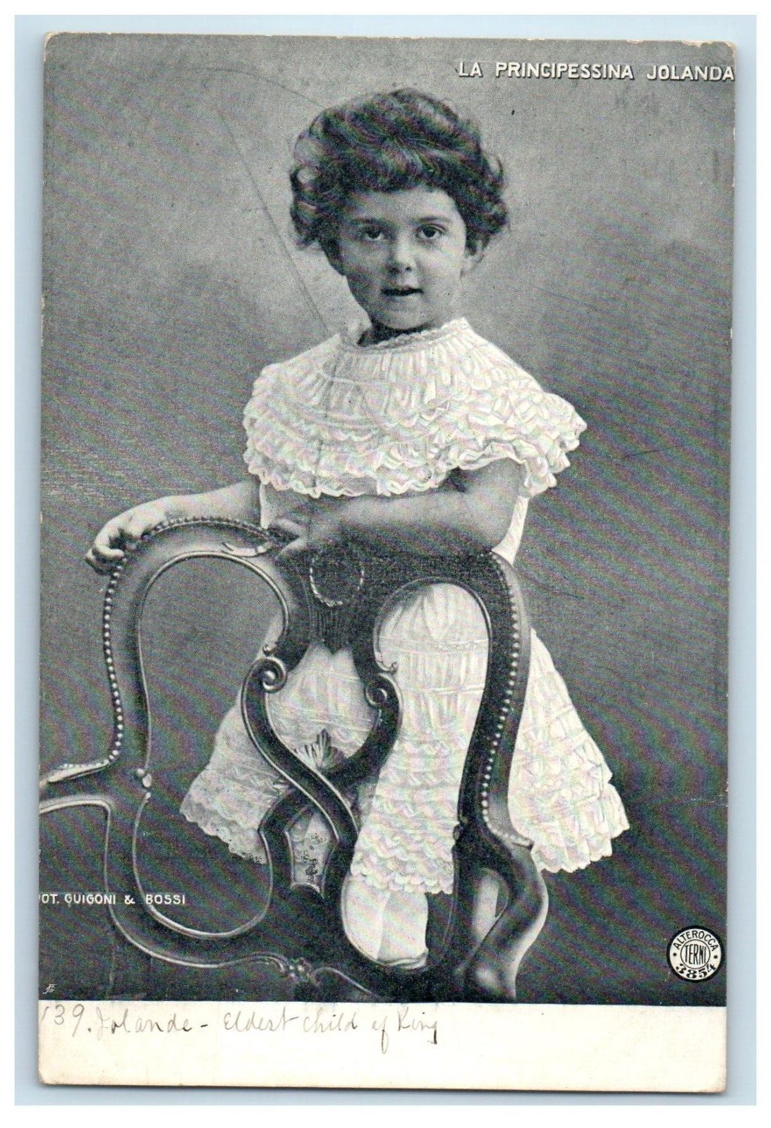 c1910's La Principessina Jolanda Studio Portrait Unposted Antique Postcard