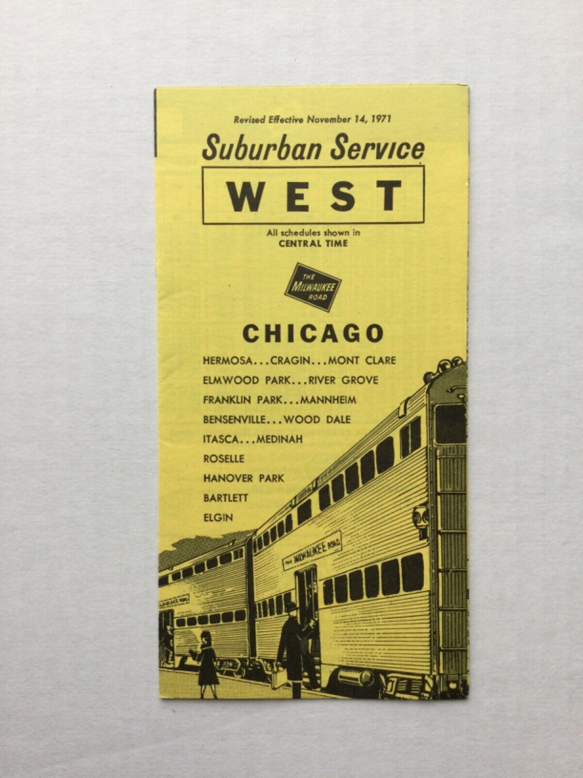 Milwaukee Road Timetable Suburban West November 14, 1971