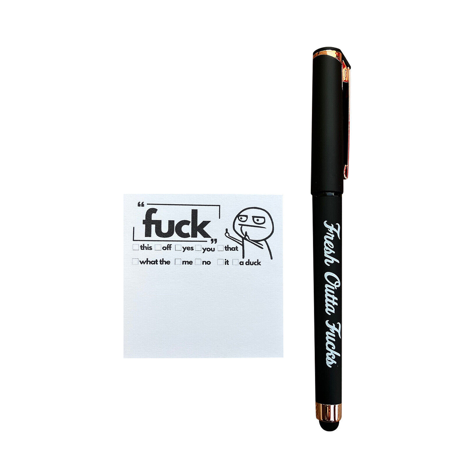 2024 Fresh Outta F**ks Pad and Pen, Funny Sticky Notes and Pen Set Humor Gifts