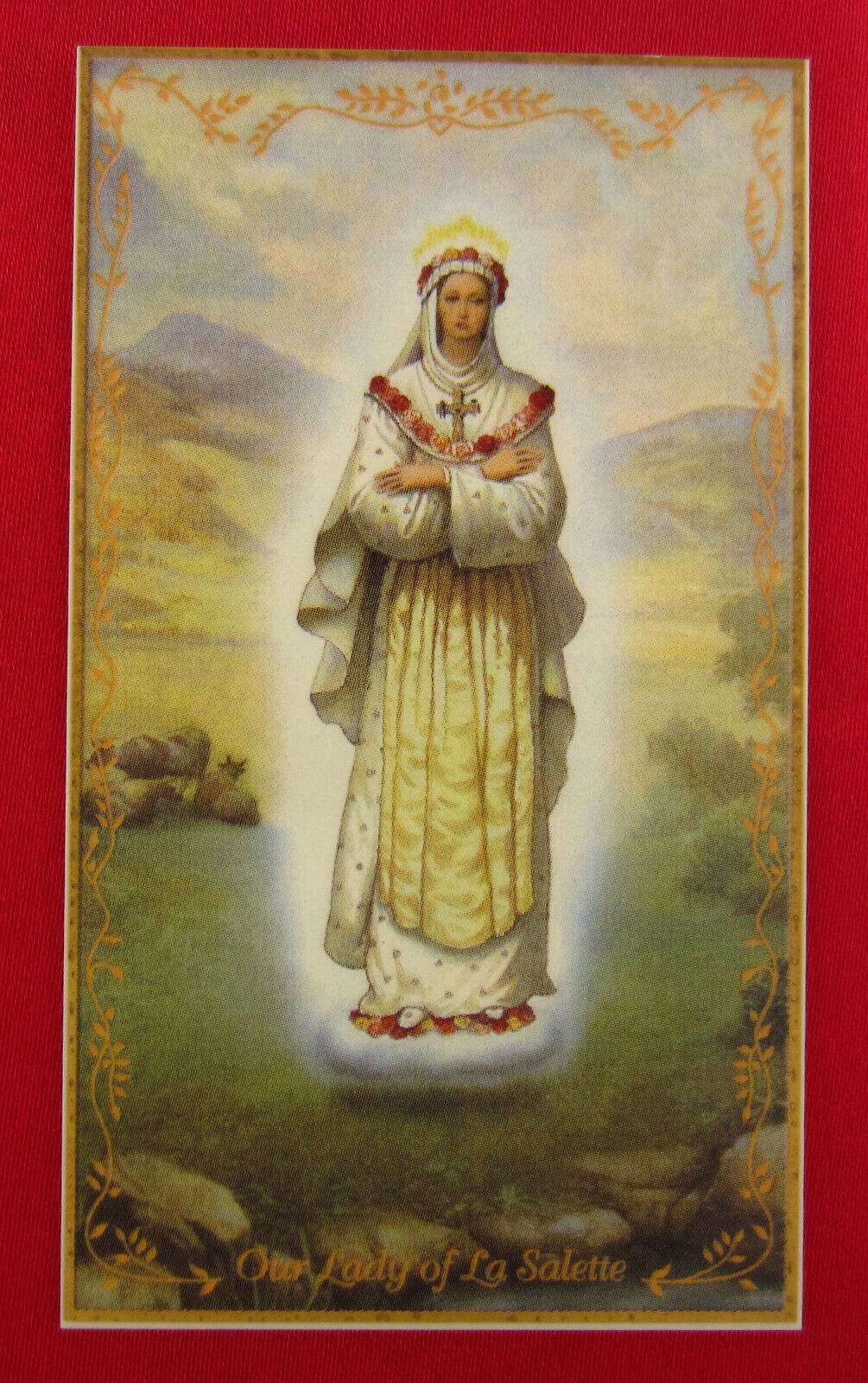 Vintage MARY HOLY CARD Porcelain OUR LADY OF LA SALETTE 1997 Bradford Editions