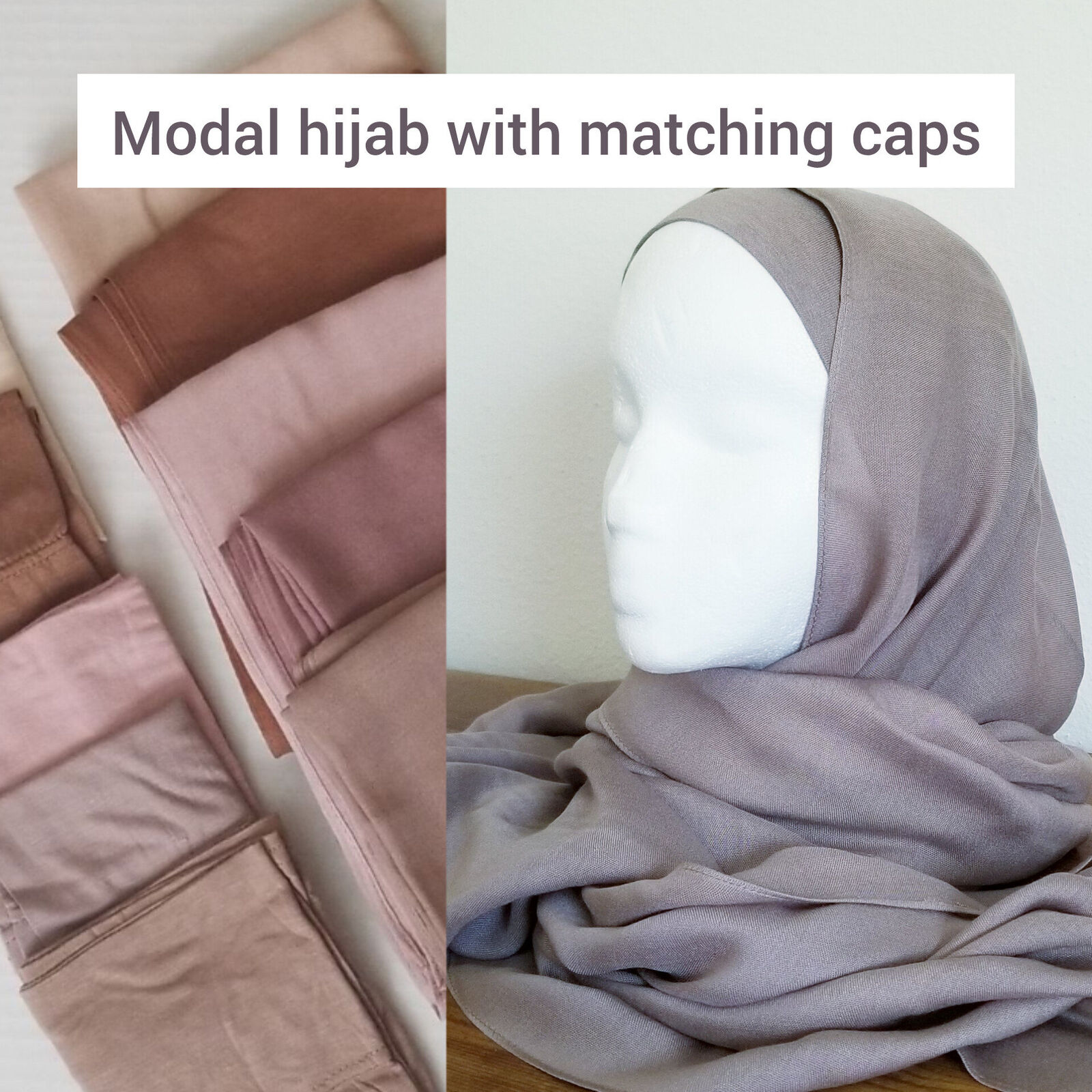 Modal Hijab with matching cap hijab set, modal hijab set with cap, gifts for her