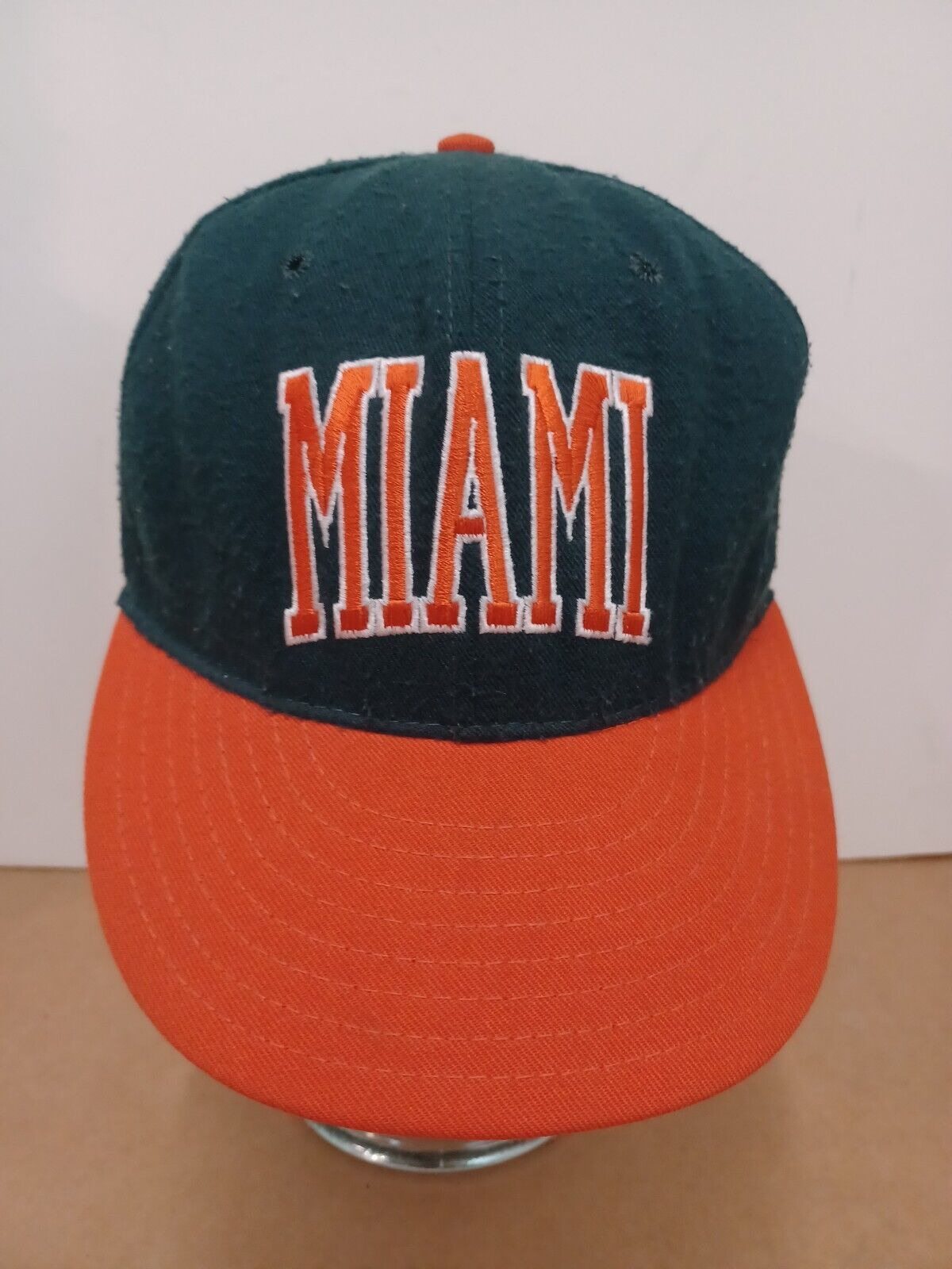 Vtg 80s University of Miami UM Hurricanes Wool Cap Hat Pro Line USA 7 3/8 fitted