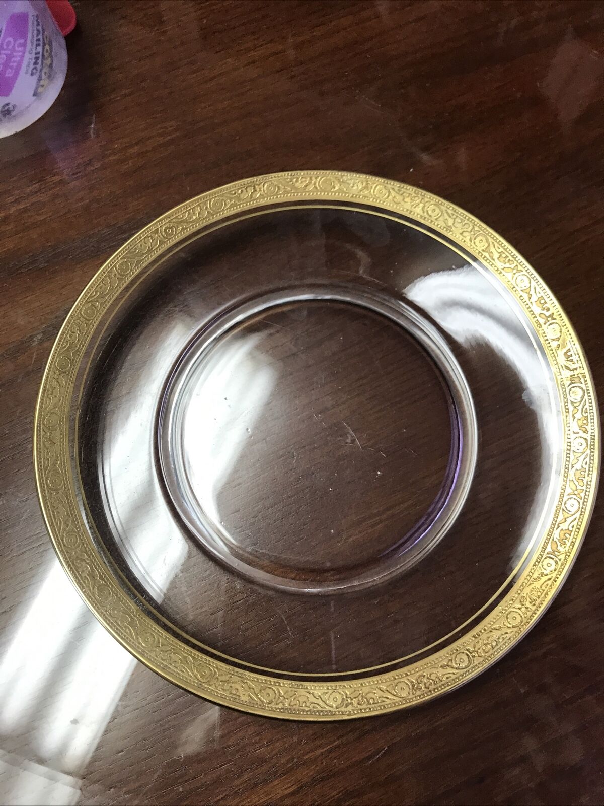 Plates 8 1/4 With Gold Encrusted Band Set Of 7 Vintage