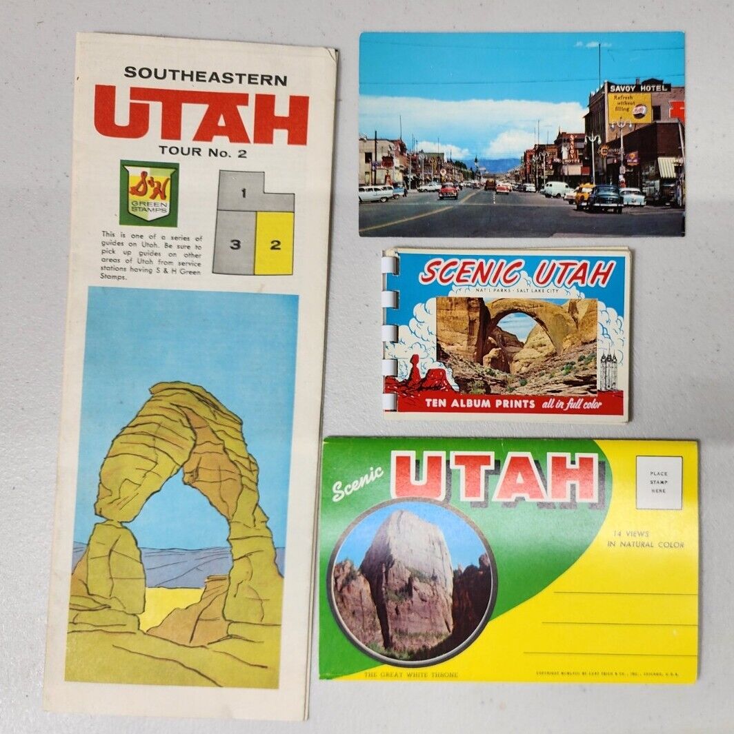 Vtg 1962 Utah Map - Price Main Street Postcard - other travel souvenirs
