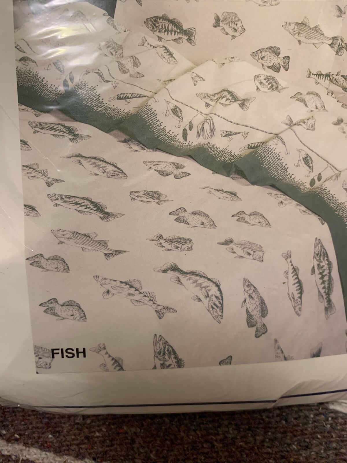 Basics Twin Size Vintage Sheets Fish Pattern 3 Piece Set No Iron Blend USA