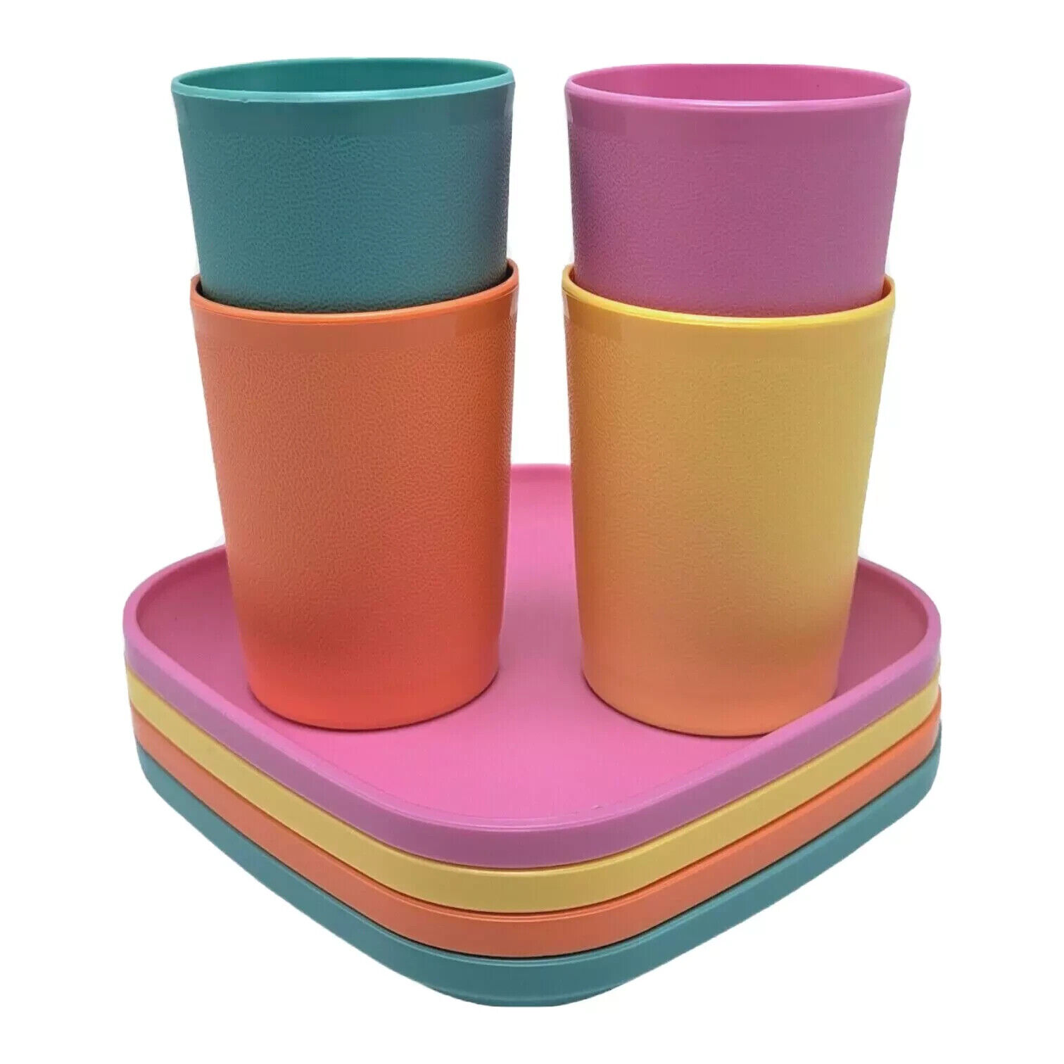 Tupperware 8-Pc. Mini Party Set Tumblers  Plates Kids Playset Multicolor New