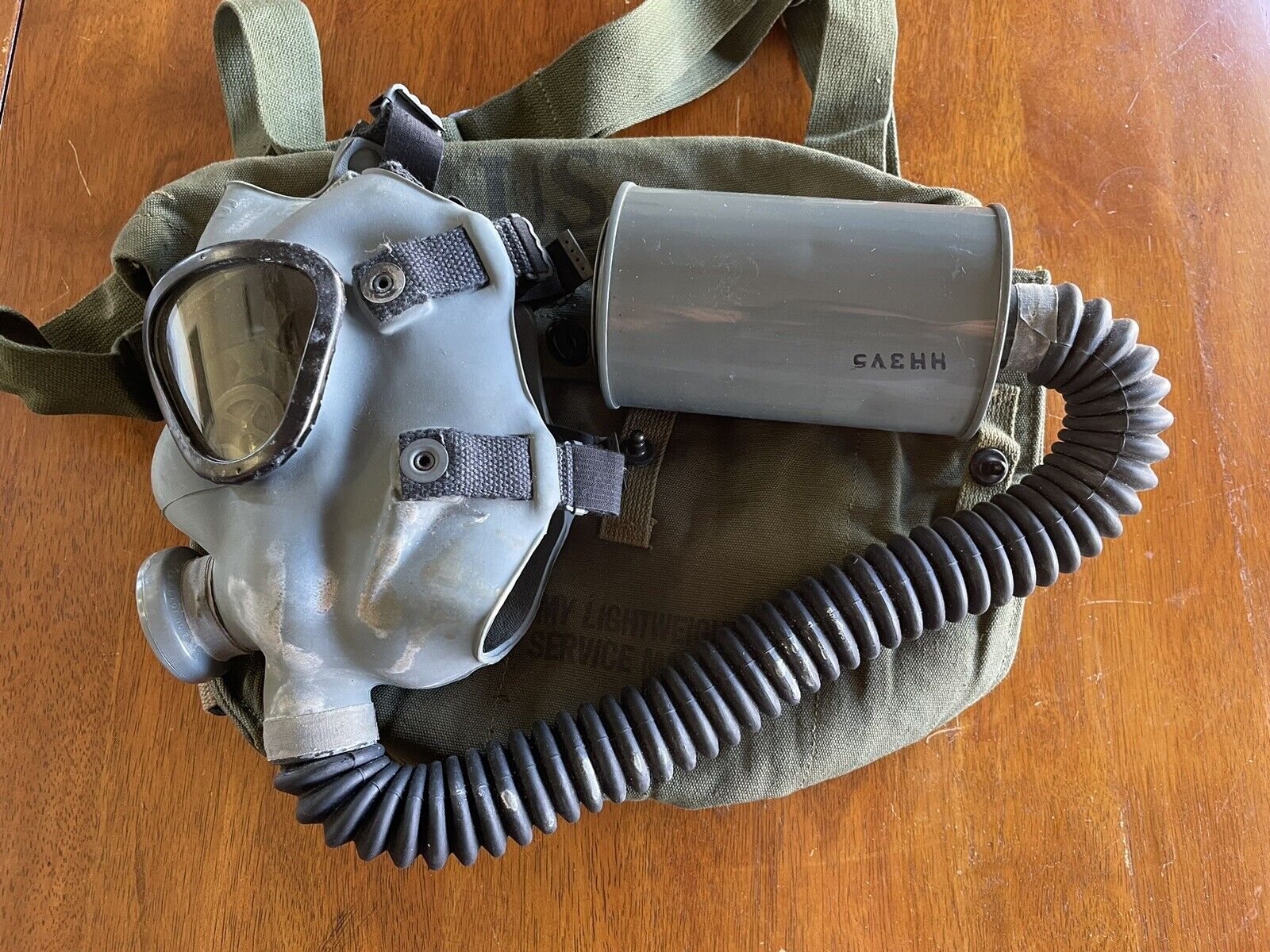 Vintage WWII US Military Army Lightweight Service Gas Mask, Filter, Bag