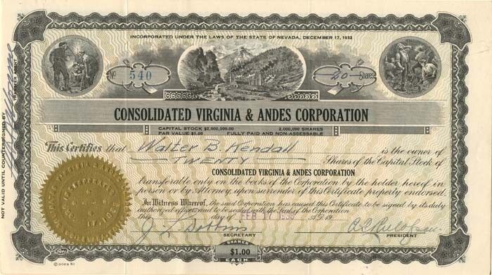 Consolidated Virginia and Andes Corporation - Mining Stocks