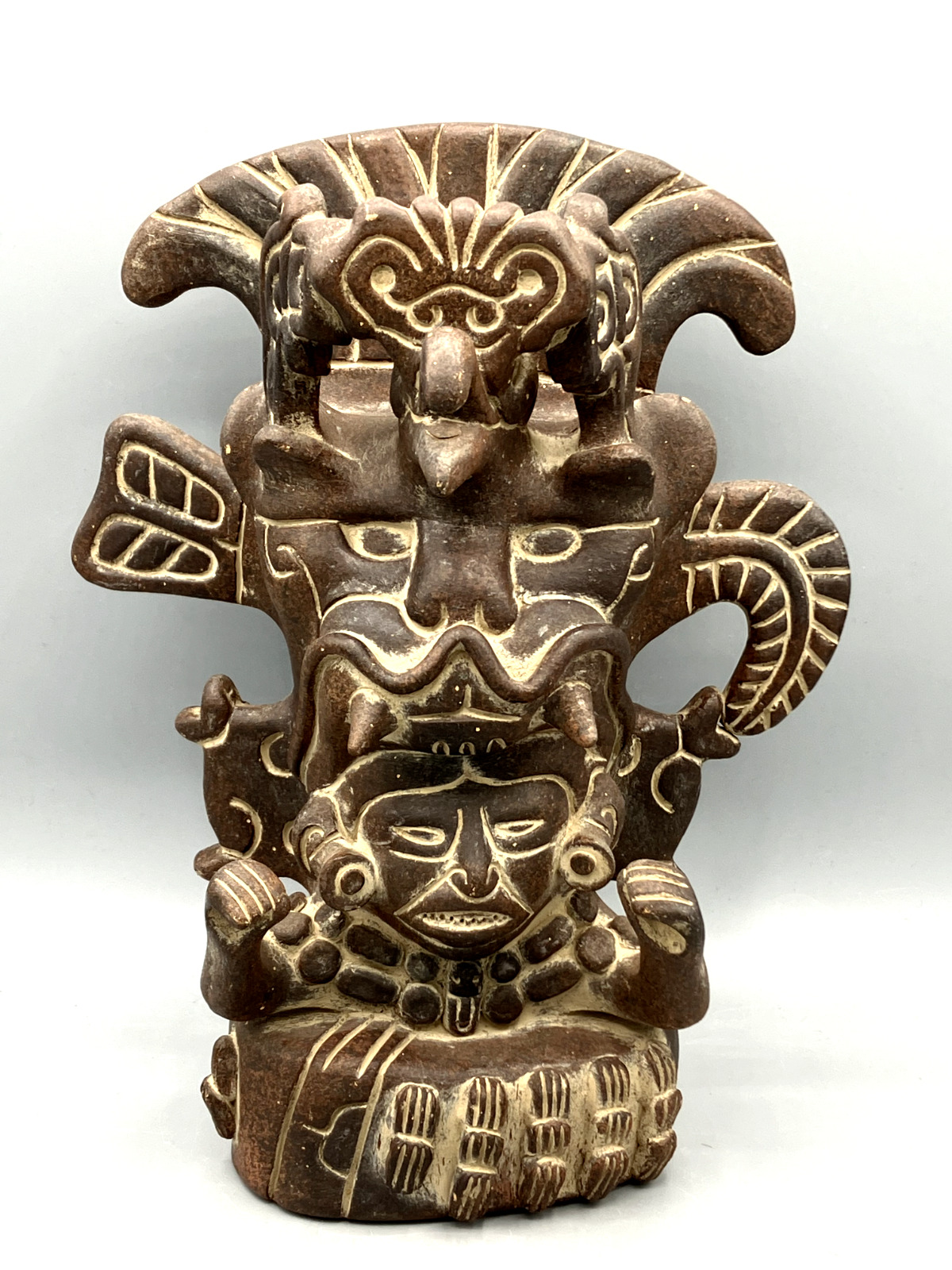 Vintage Mexican Terracotta Figure of Aztec or Mayan Gods & Legendary Figures