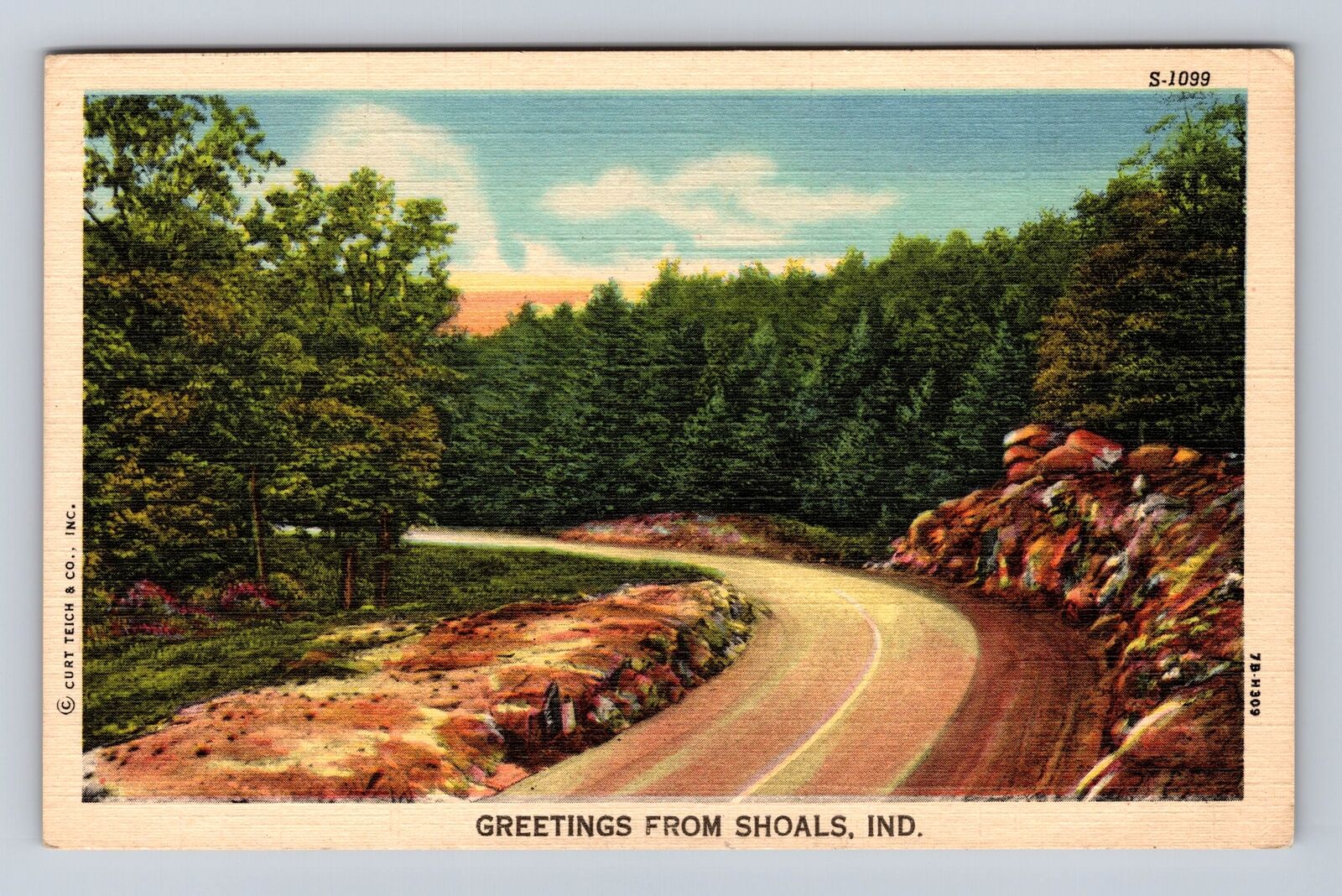 Shoals IN-Indiana, Scenic General Greetings Of Road, Antique, Vintage Postcard