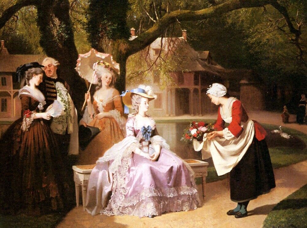 Art Oil painting Marie-Antoinette-And-Louis-XVI-In-The-Garden-Joseph-Carau
