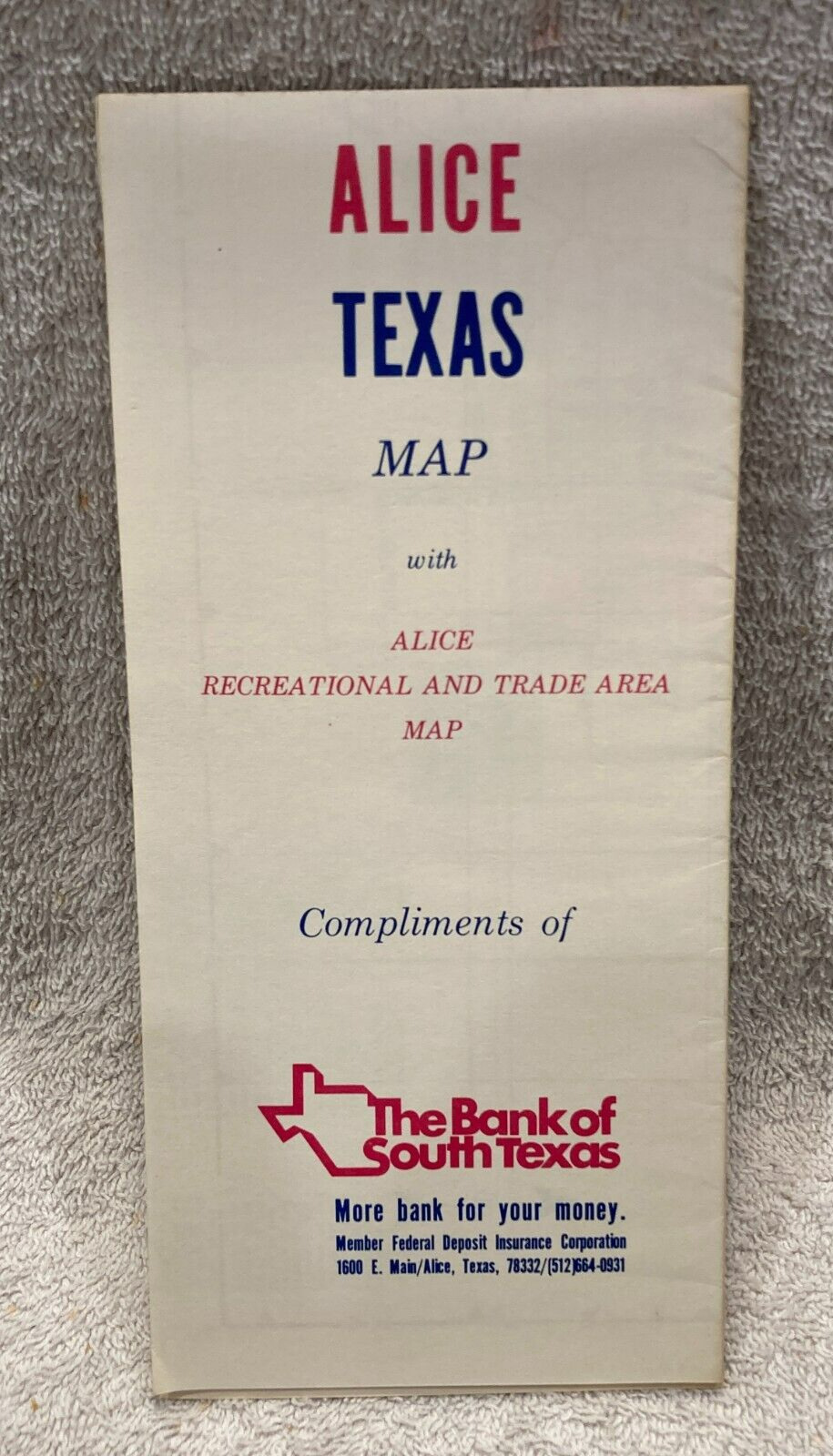 Vintage Alice Texas Roadmap with Alice Recreational & Trade Area Map