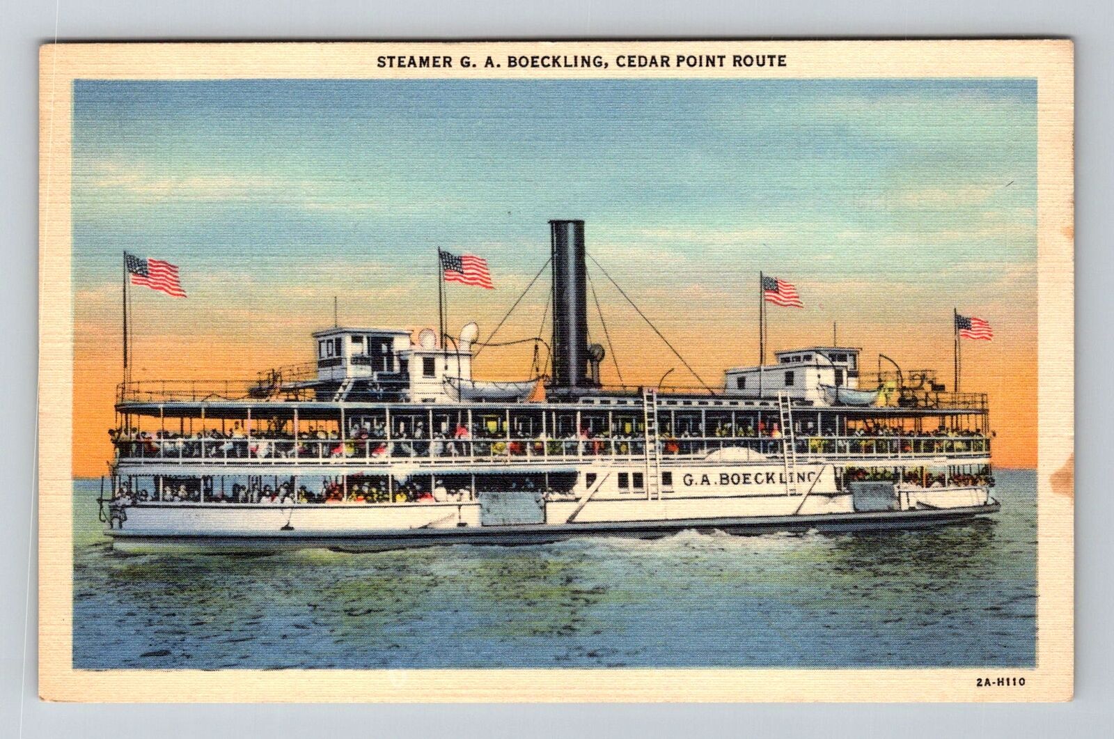 Sandusky OH-Ohio, Steamer G.A. Boeckling, Cedar Point Route, Vintage Postcard