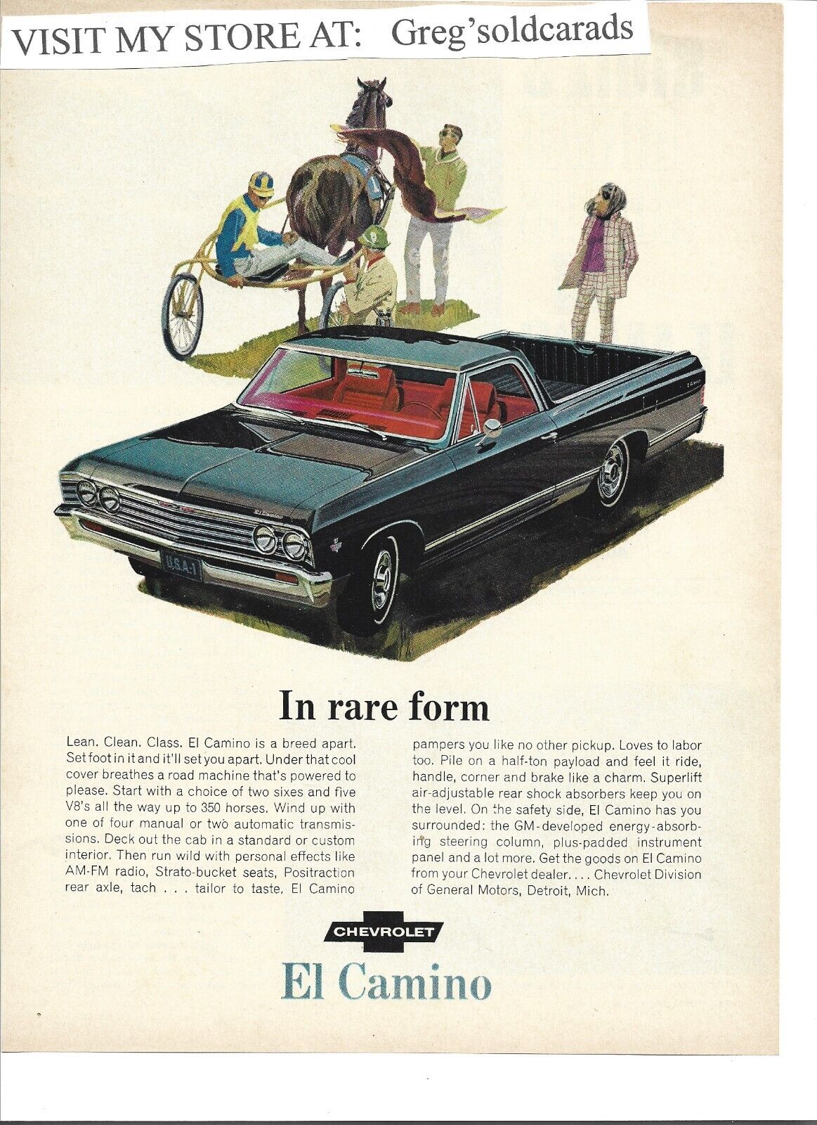 Original 1967 Chevrolet El Camino vintage print ad:  