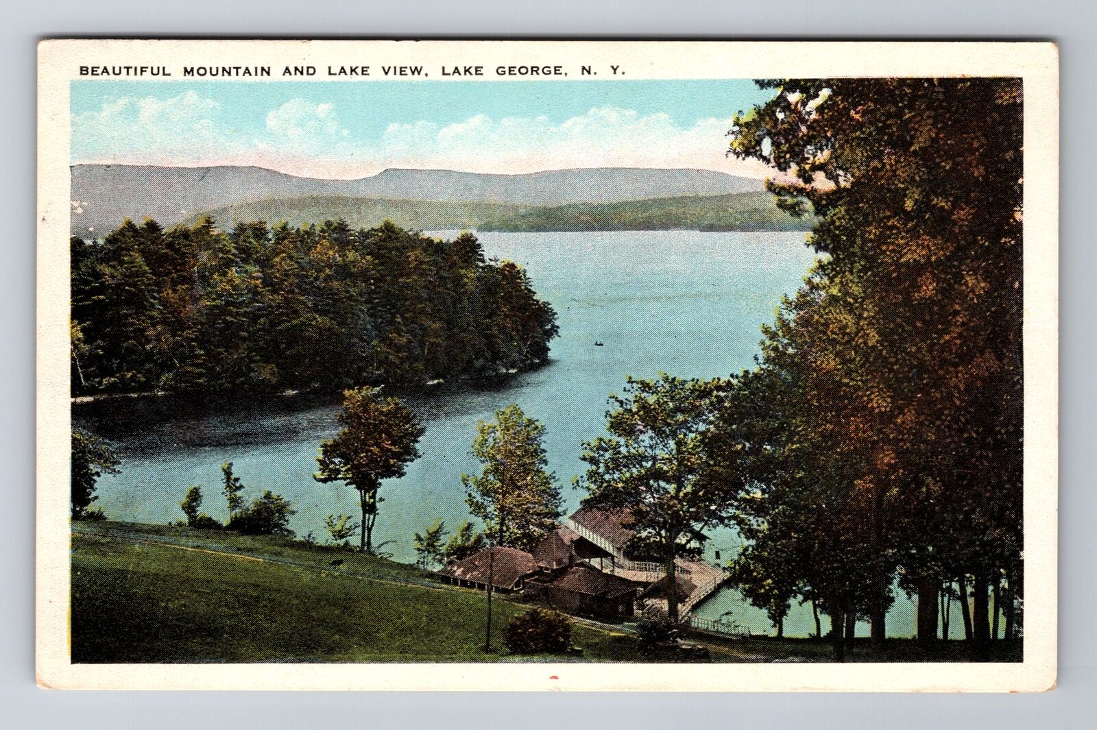 Lake George NY- New York, Beautiful Mountain And Lake View, Vintage Postcard