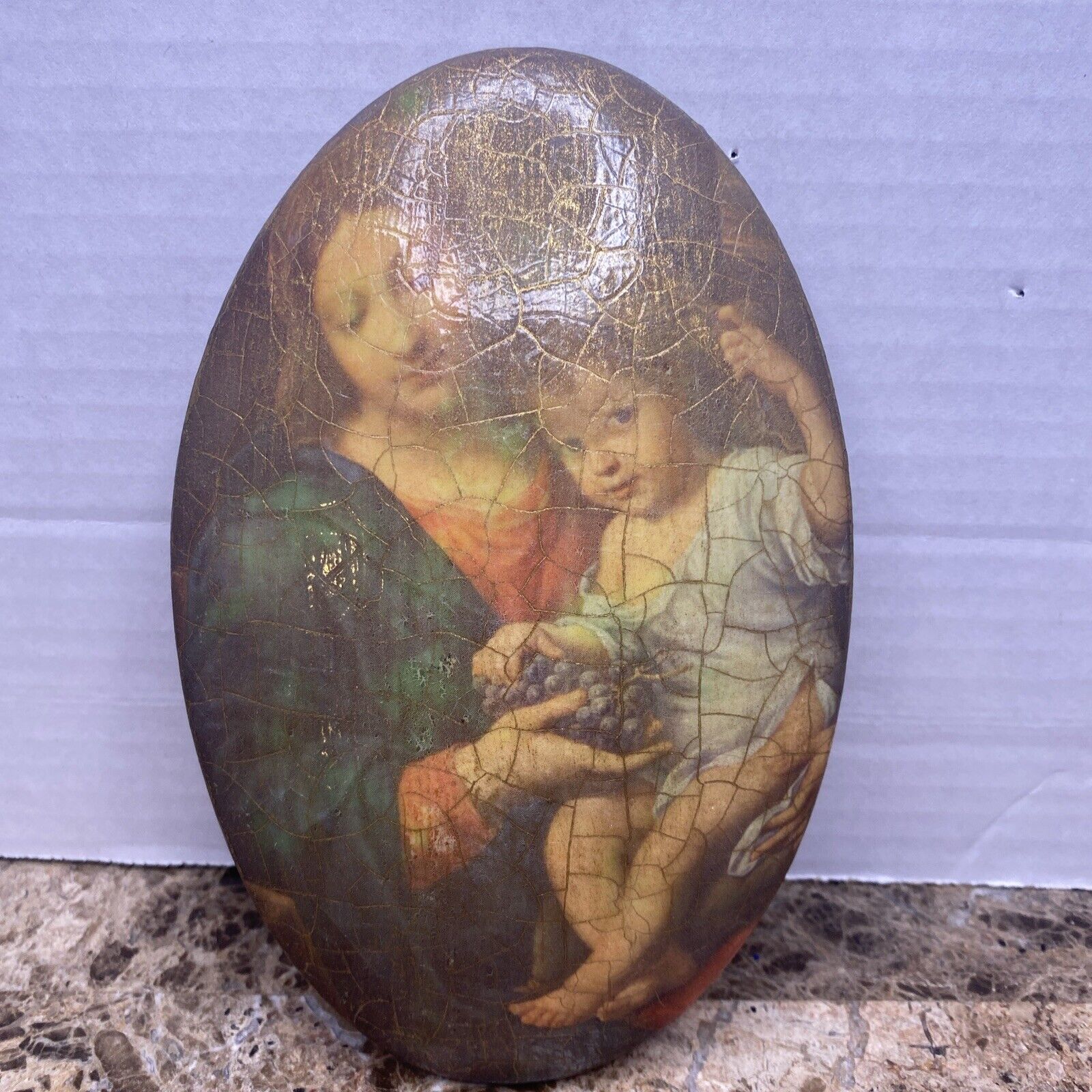 MADONNA AND CHILD 1973 Hand Made Art. Weighs 12 Ounces 6” By 3”. Storage Unit Fi