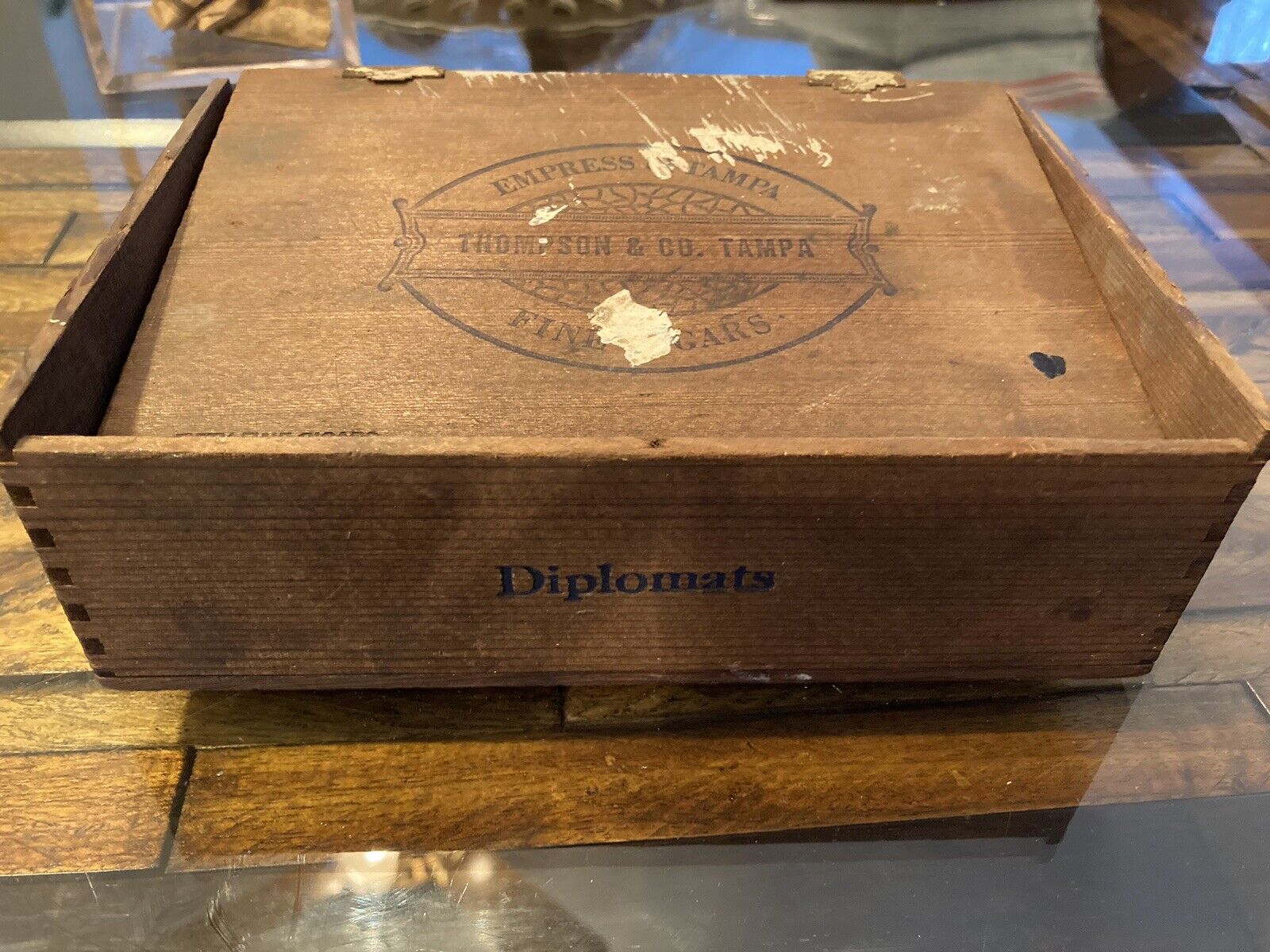 Vintage Wooden Cigar Box ~ Empress of Tampa Diplomats Thompson&Co. Ybor City Fla