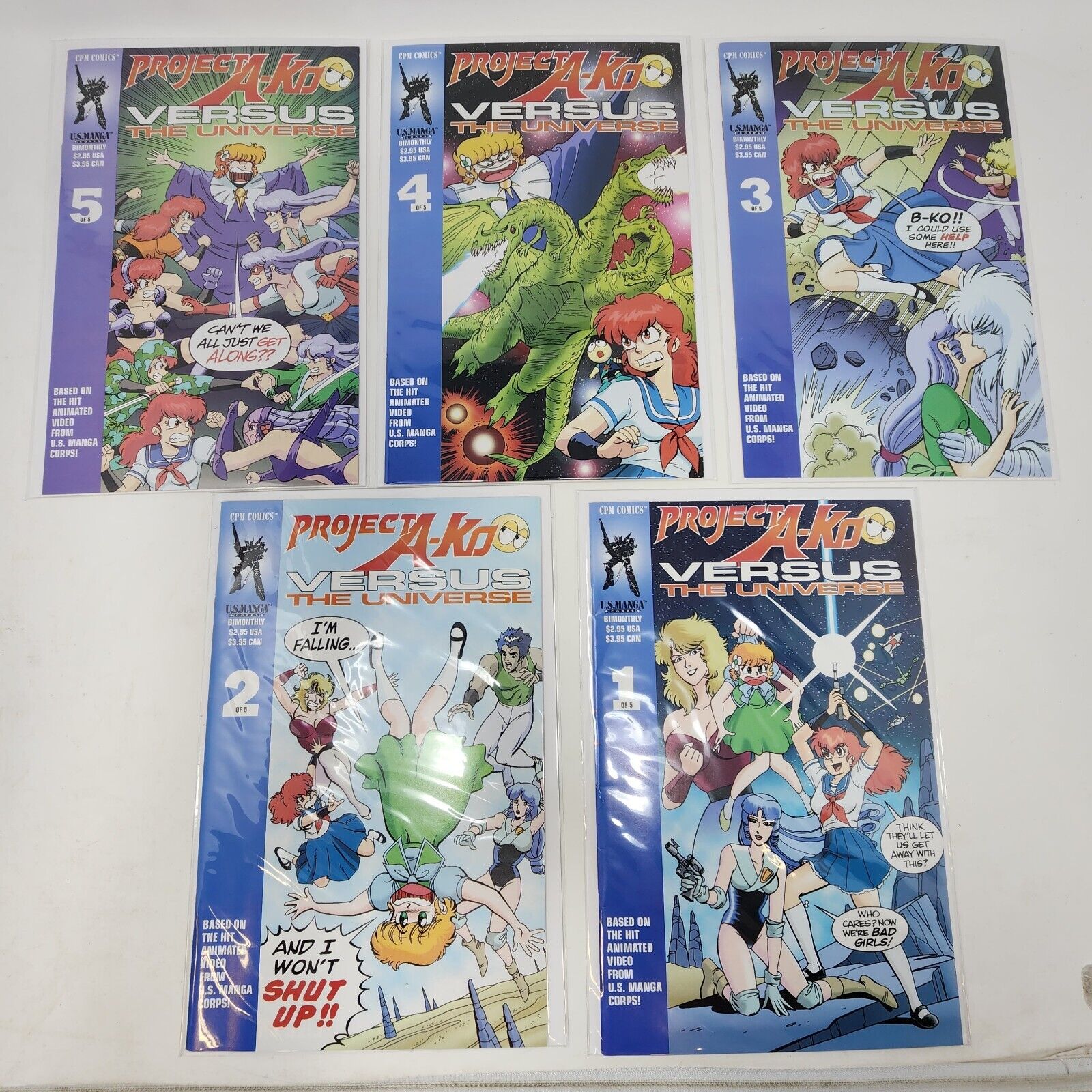 CPM Comics Project A-Ko Versus The Universe Complete Series Lot Of 5 Vintage