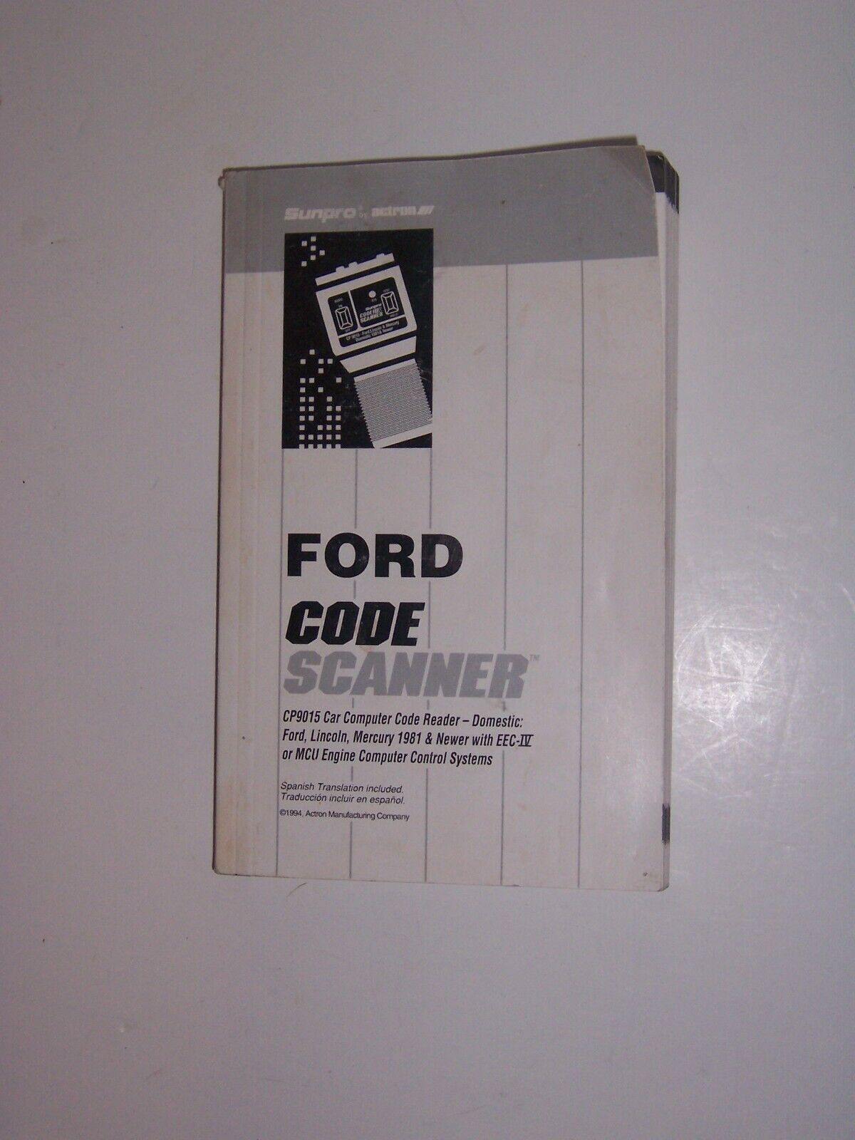 Sunpro Actron III Ford Code Scanner Manual CP9015 Car Computer Reader Book 