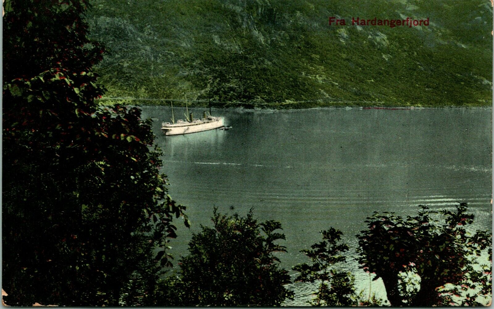 Vtg Postcard 1912 Hardanger Norway Fra Hardangerfjord Hardanger Fjord w Ship