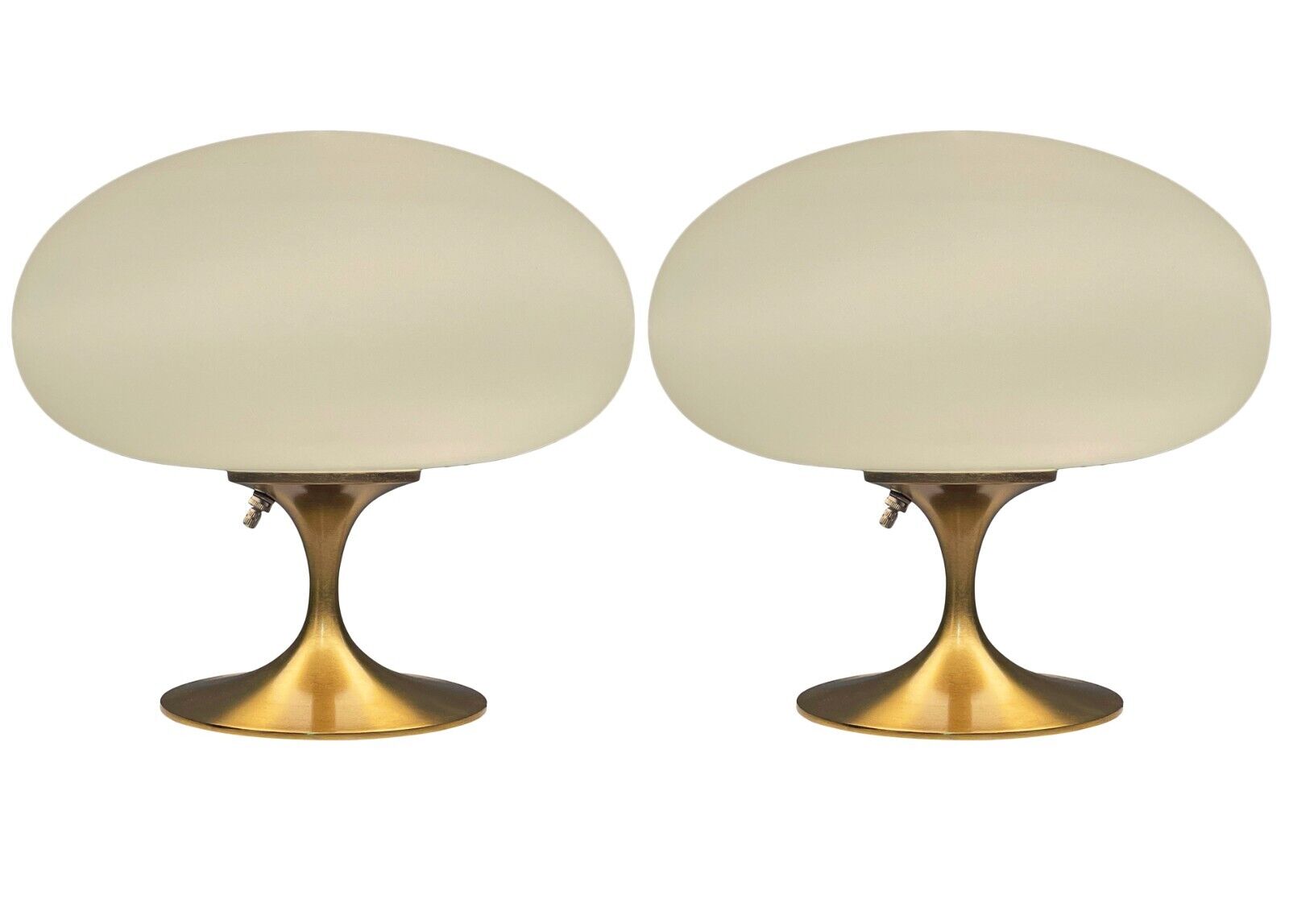 Pair of Mid Century Modern Design Mushroom Lamps in Brass / Gold - Danish Modern