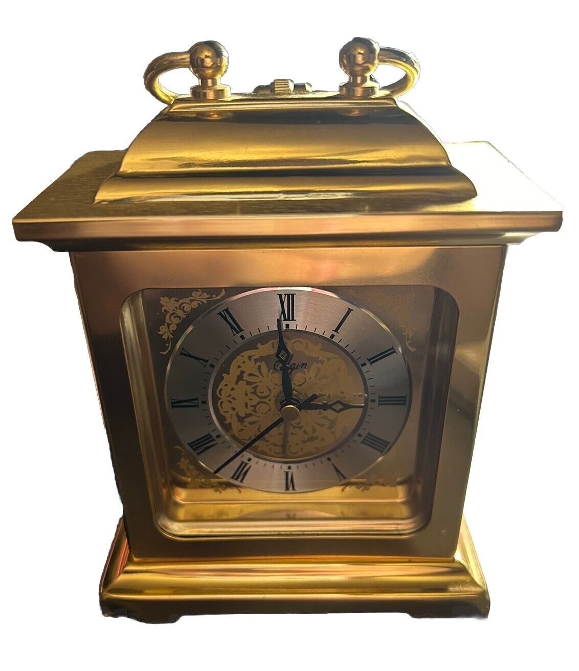 Vintage Seth Thomas Solid Brass Gold clock Taiwan Roman Numeral **Working