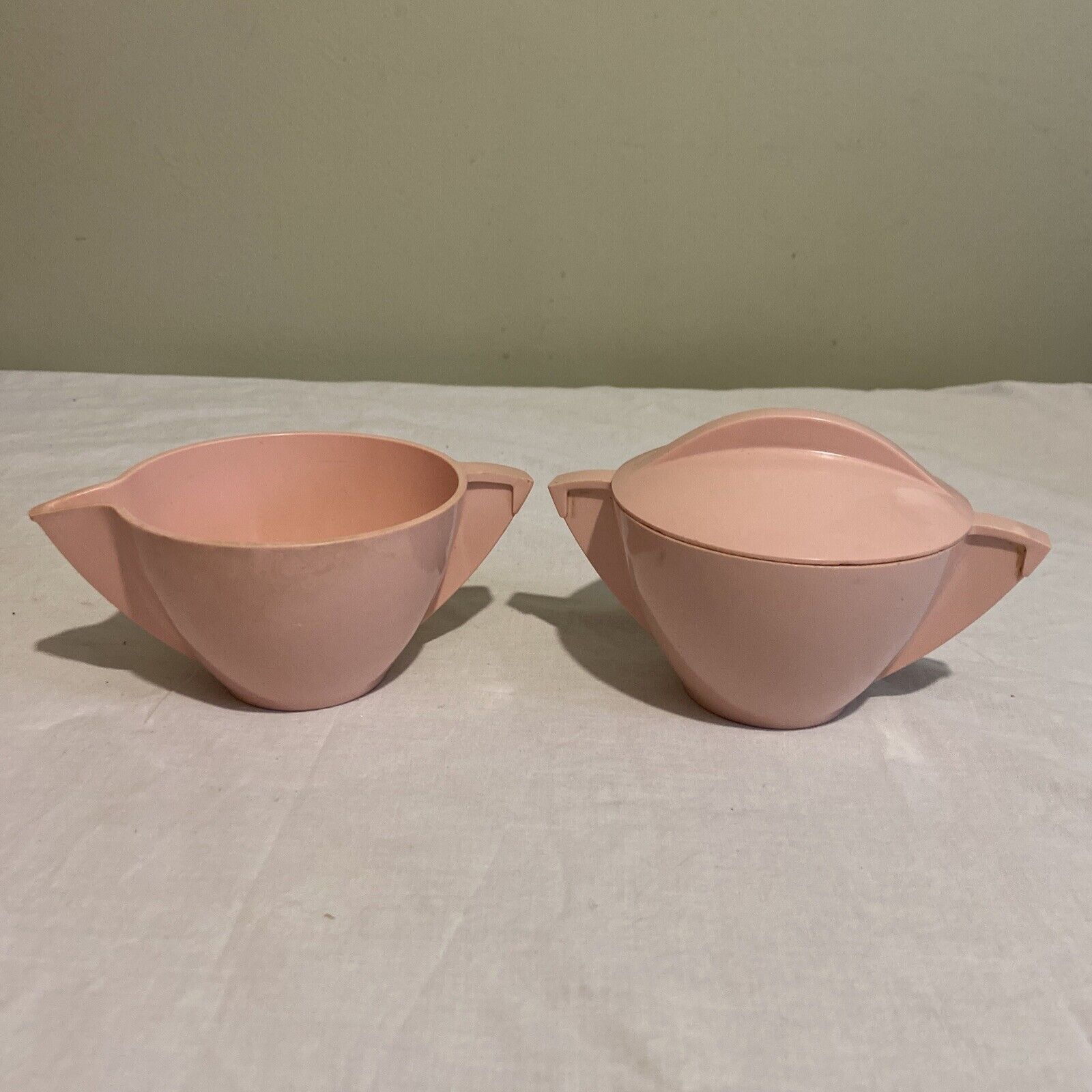 Vintage Mallo-Ware Pink #42 Sugar Bowl With Lid and #40 Creamer EUC