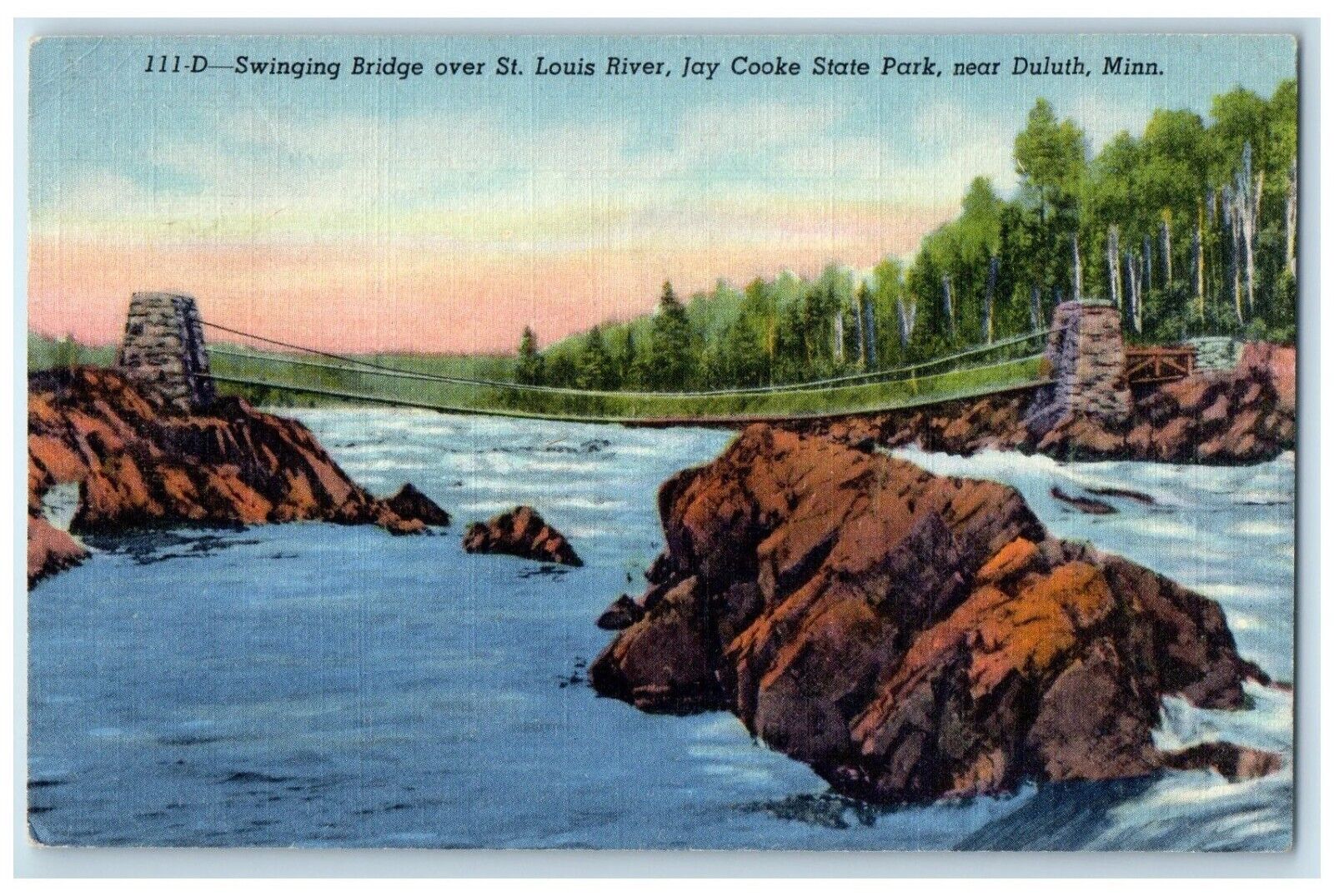 1948 Swimming Bridge Over St. Louis River Duluth Minnesota MN Vintage Postcard