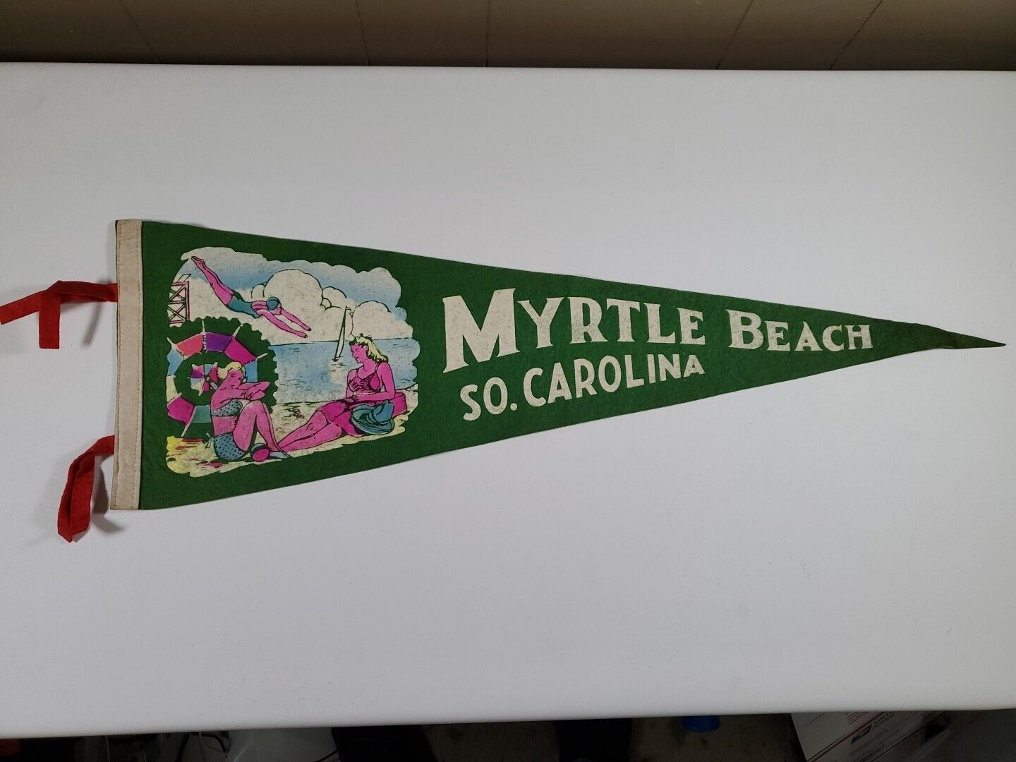 Vintage Myrtle Beach South Carolina Felt Pennant Flag
