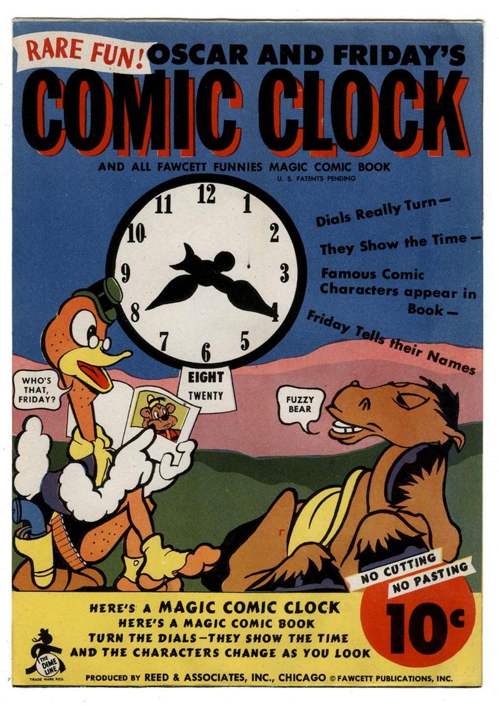 1945 Fawcett Publications Comic Clock,Captain Marvel & Marvel Family Pictures NM