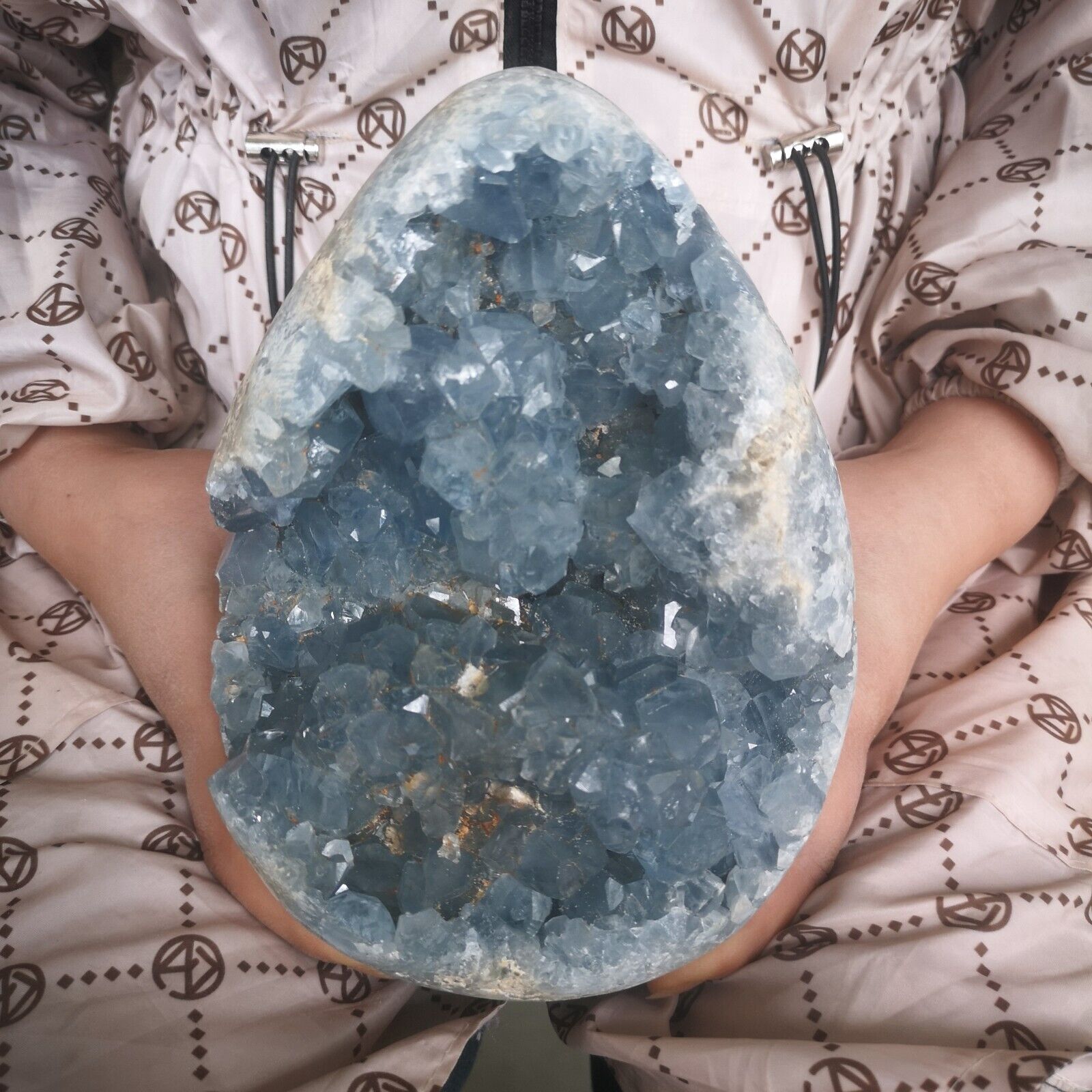 10.67LB Natural Beautiful Blue Celestite Crystal Geode Cave Mineral Specim4850g