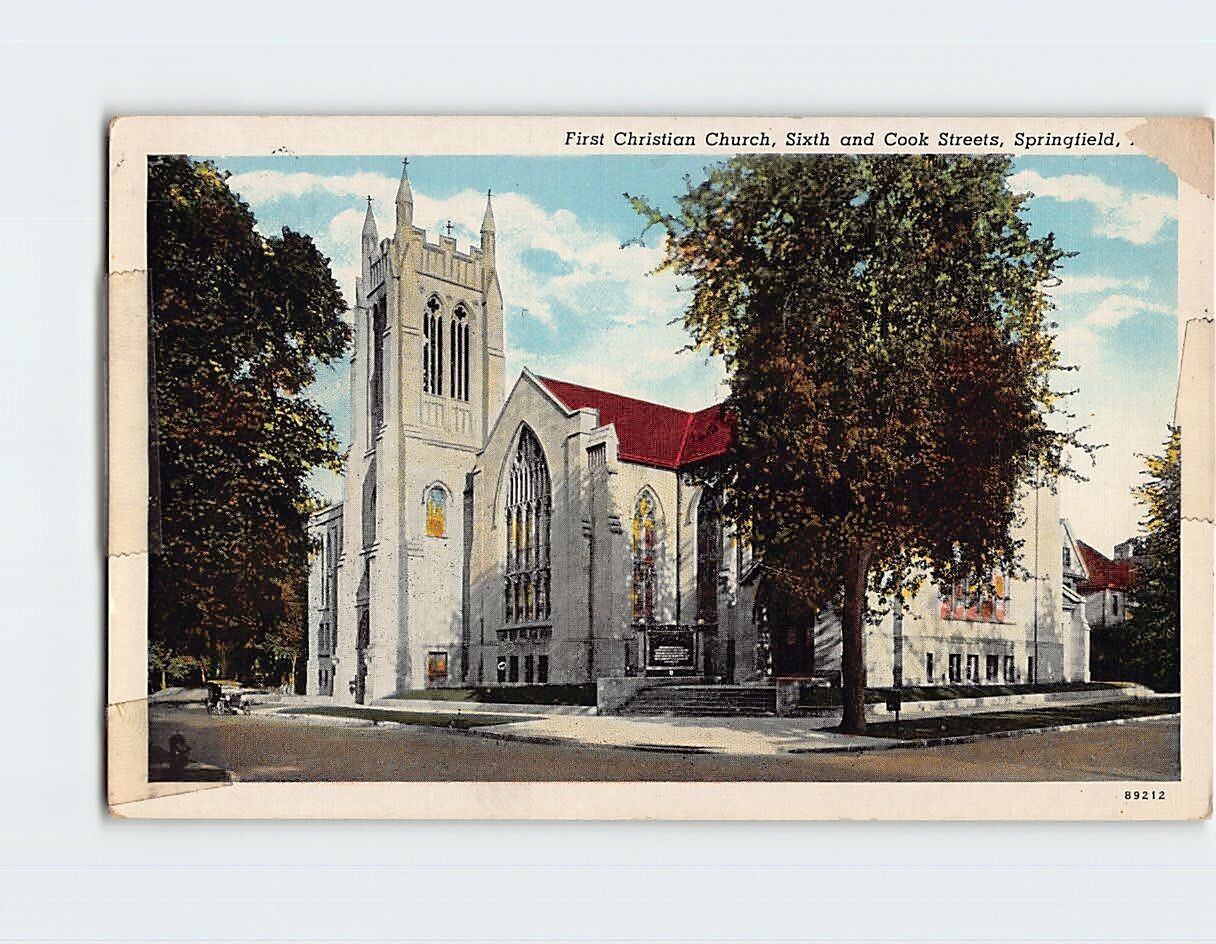 Postcard First Christian Church, Springfield, Illinois