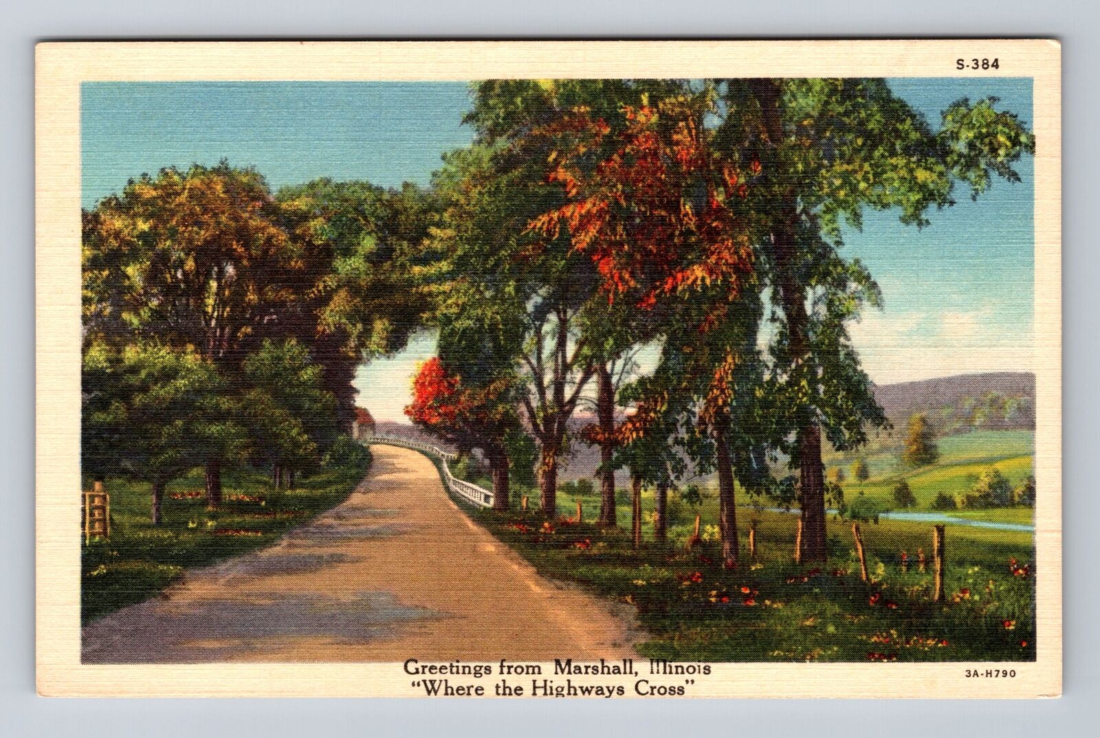 Marshall IL-Illinois, Greetings from Marshall, Antique Vintage Postcard