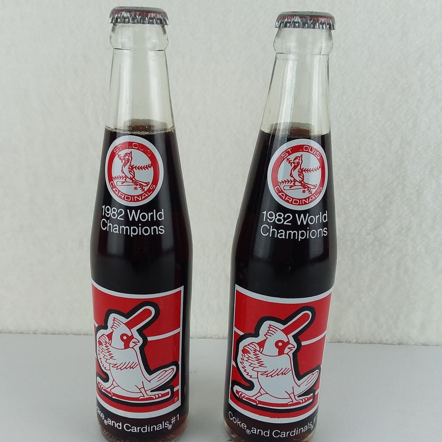 2 VINTAGE St. Louis Cardinals 1982 World Series Champions Coca-Cola Bottles