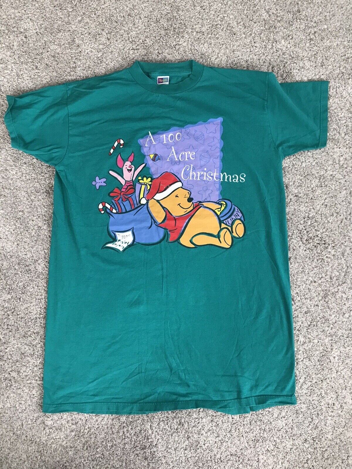 Vtg Winnie The Pooh Christmas Oversized sleep T Shirt Pooh Tag 90s Y2k Retro