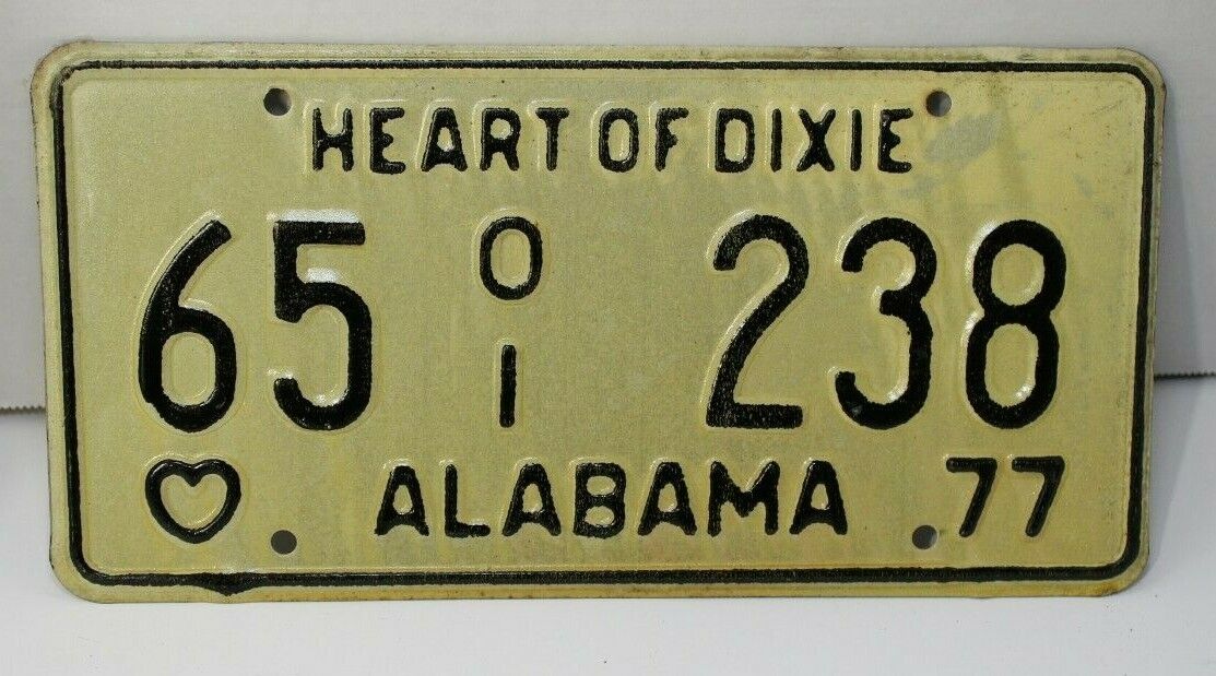 NEW, Never used, VINTAGE 1977 ALABAMA LICENSE PLATE HEART OF DIXIE 