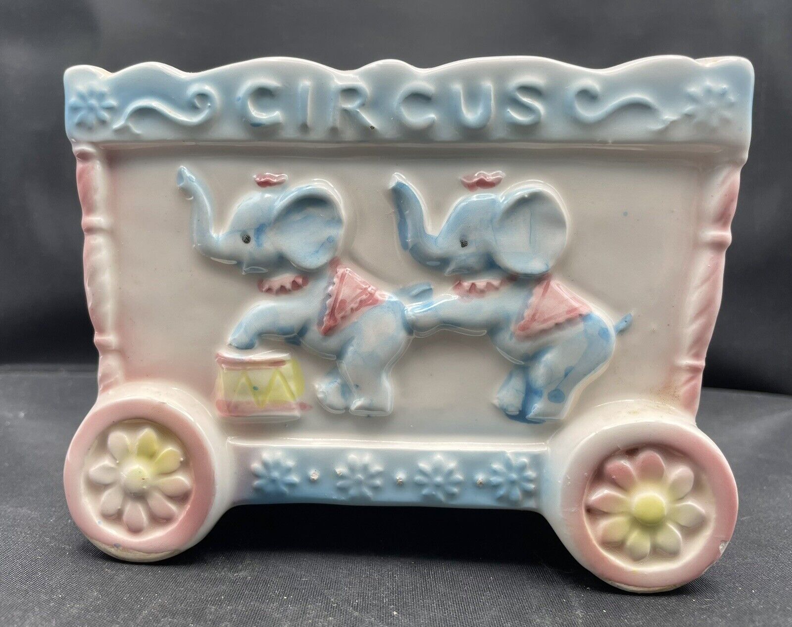 Vintage Rubens Circus Train Car Nursery Planter Elephants Tiger Horses Clown