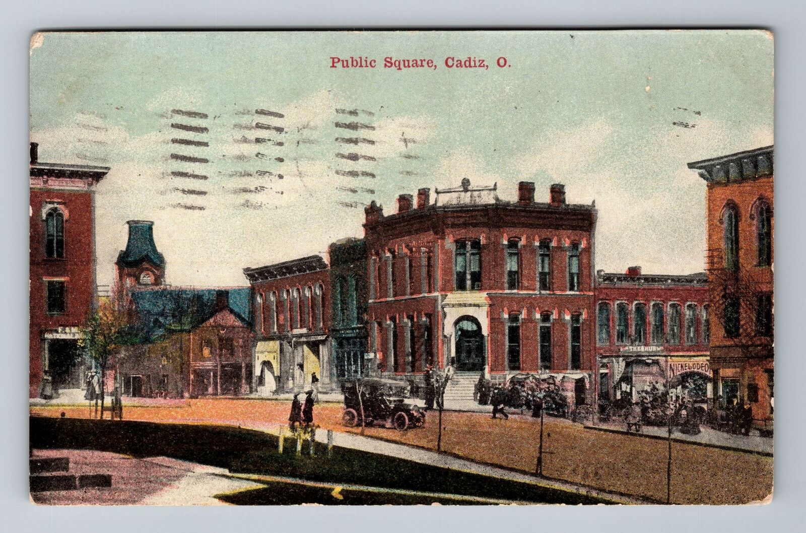 Cadiz OH-Ohio, Public Square, c1910 Antique Vintage Souvenir Postcard