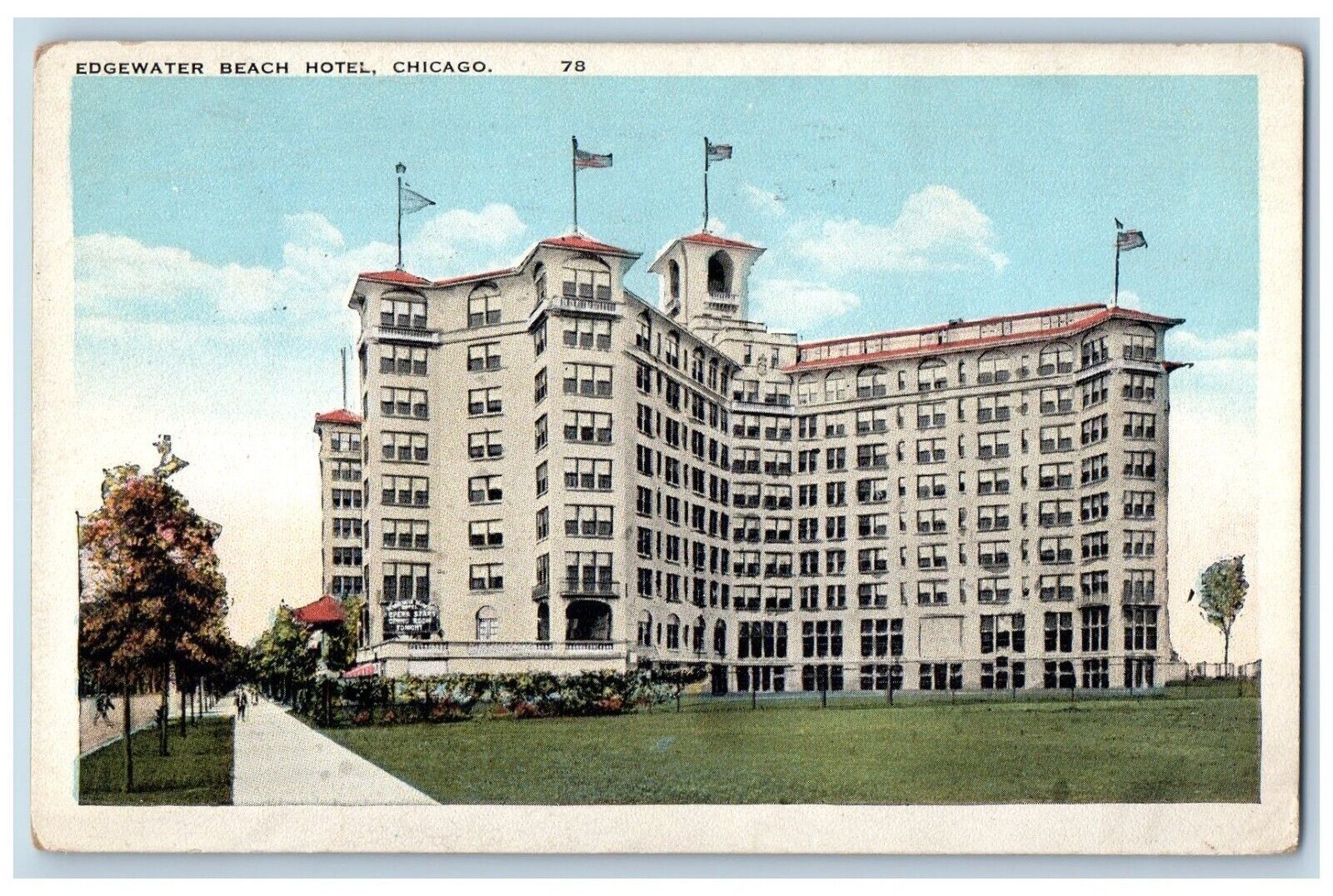 Chicago Illinois Postcard Edgewater Beach Hotel North Shore 1924 Vintage Antique