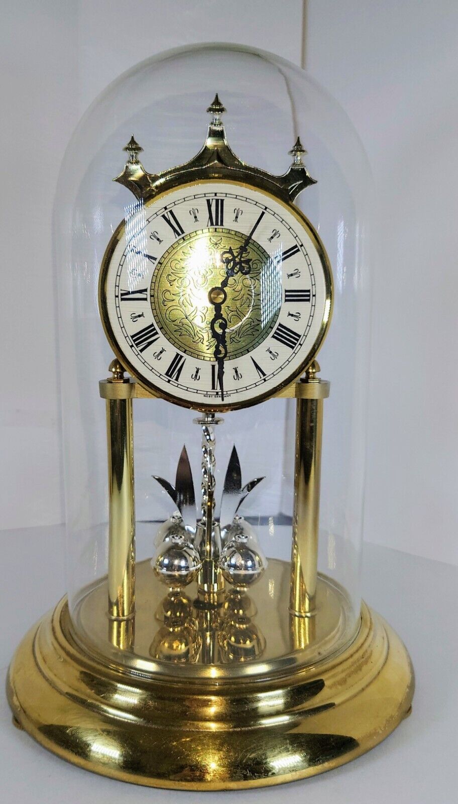 Vtg Germany Made Bulova Dome Clock W/Intricate Details 10