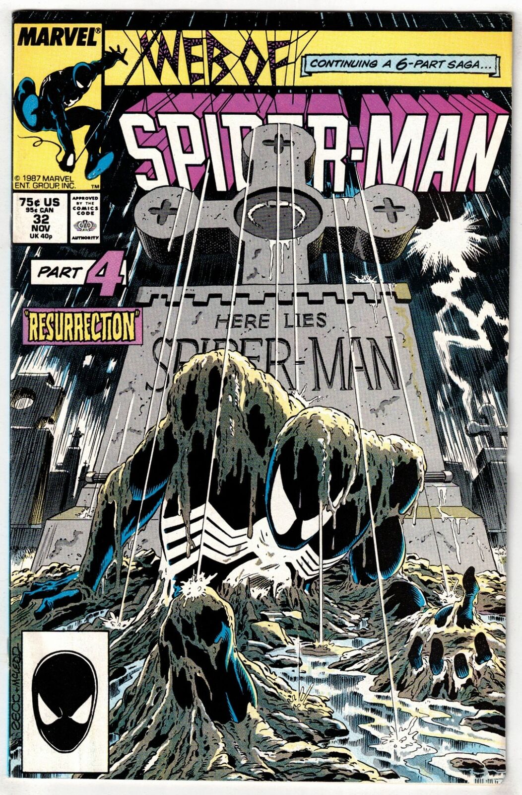 WEB OF SPIDER-MAN #32 (1987)- KRAVEN'S LAST HUNT PART 4- MIKE ZECK COVER- F/VF