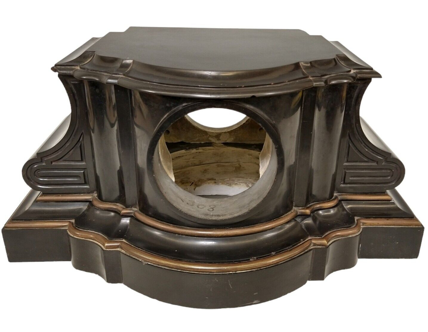 Large 2 Piece Belgian Slate or Marble Mantel Clock Case Shell, 60 Lbs.