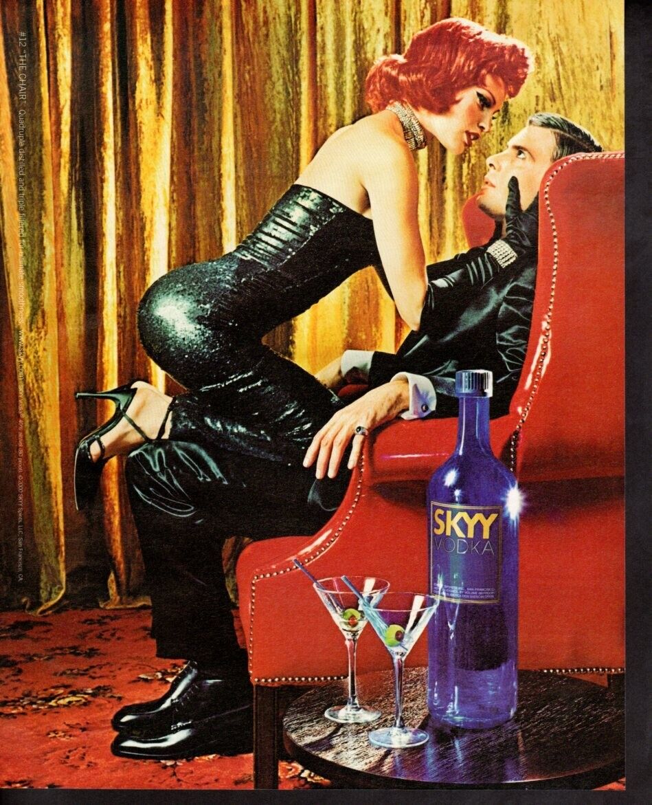 Vintage print advertisement Alcohol SKYY Vodka #12 The Chair Sexy Lovers ad 2000