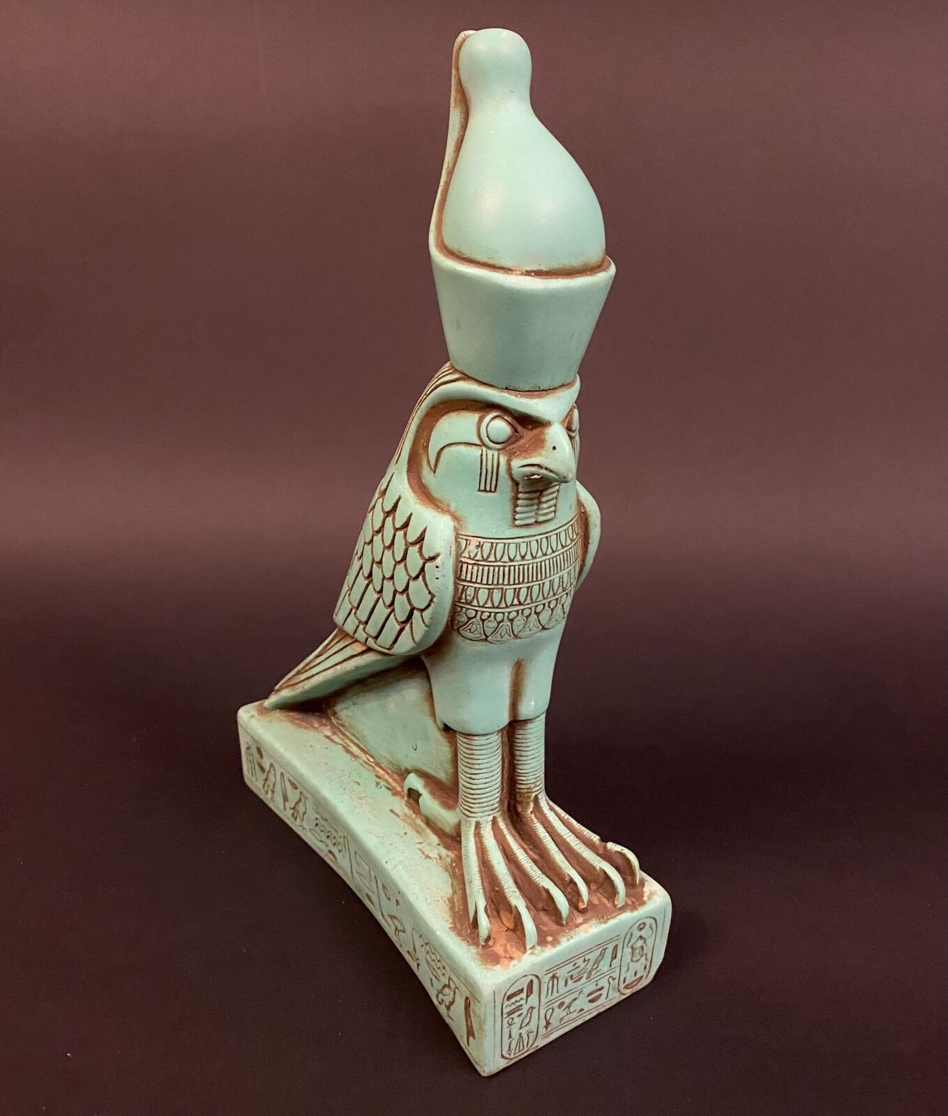 Huge Gorgeous Commemorative Egyptian God Horus as Flacon Wearing Crown Statue