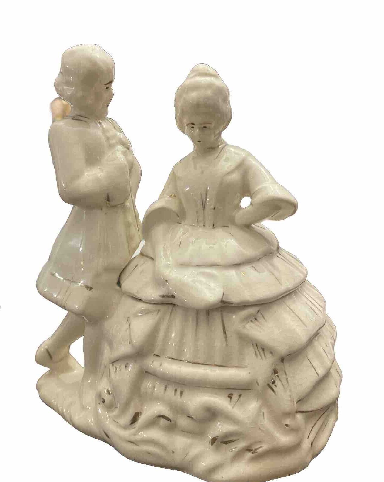 Vintage Victorian Man And Woman Candy Dish Japan