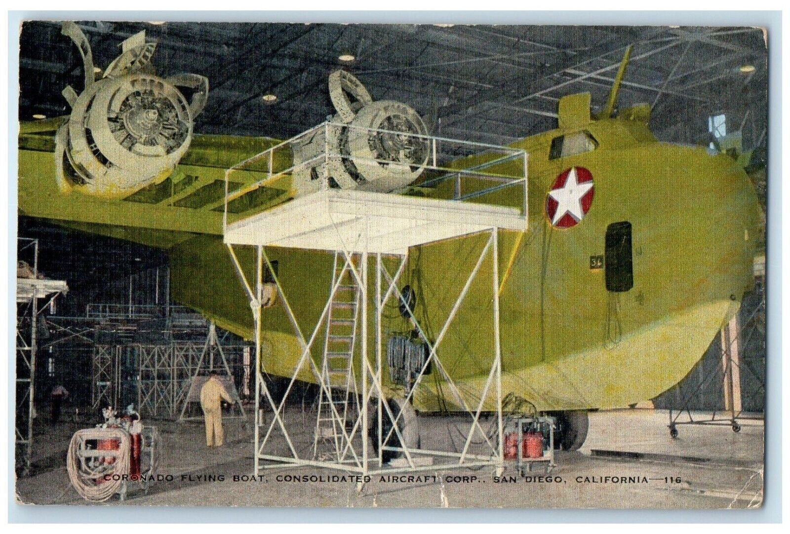 c1940 Coronado Flying Boat Consolidated Aircraft San Diego California Postcard