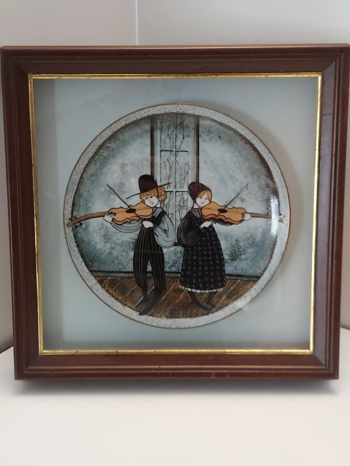 12x12 FIDDLERS TWO Anna Perenna 8¼ PLATE in  Wood Frame Shadow Box PICTURE