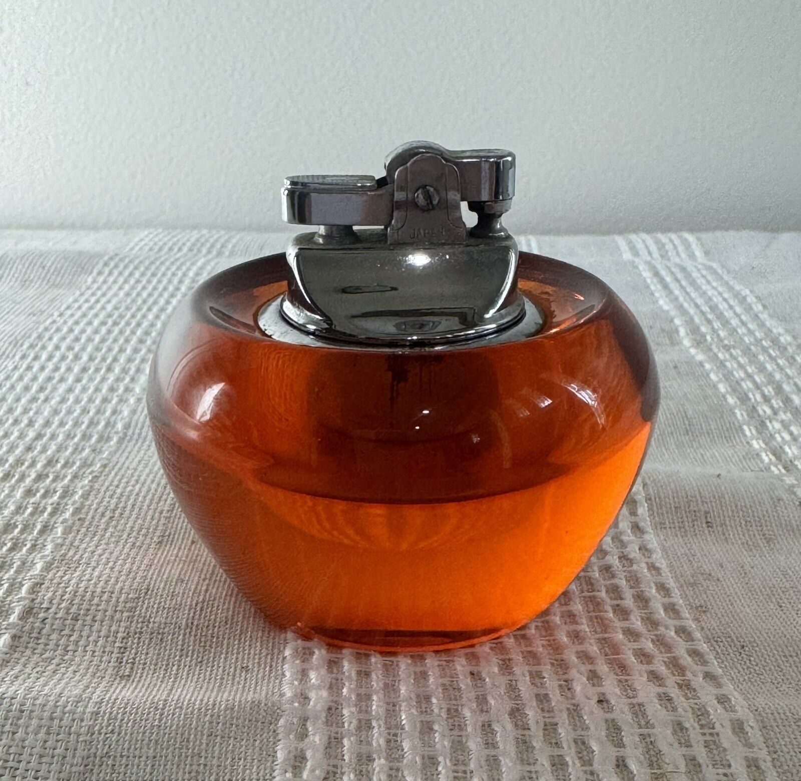 Vintage MCM Viking Persimmon Orange Glass Table Lighter